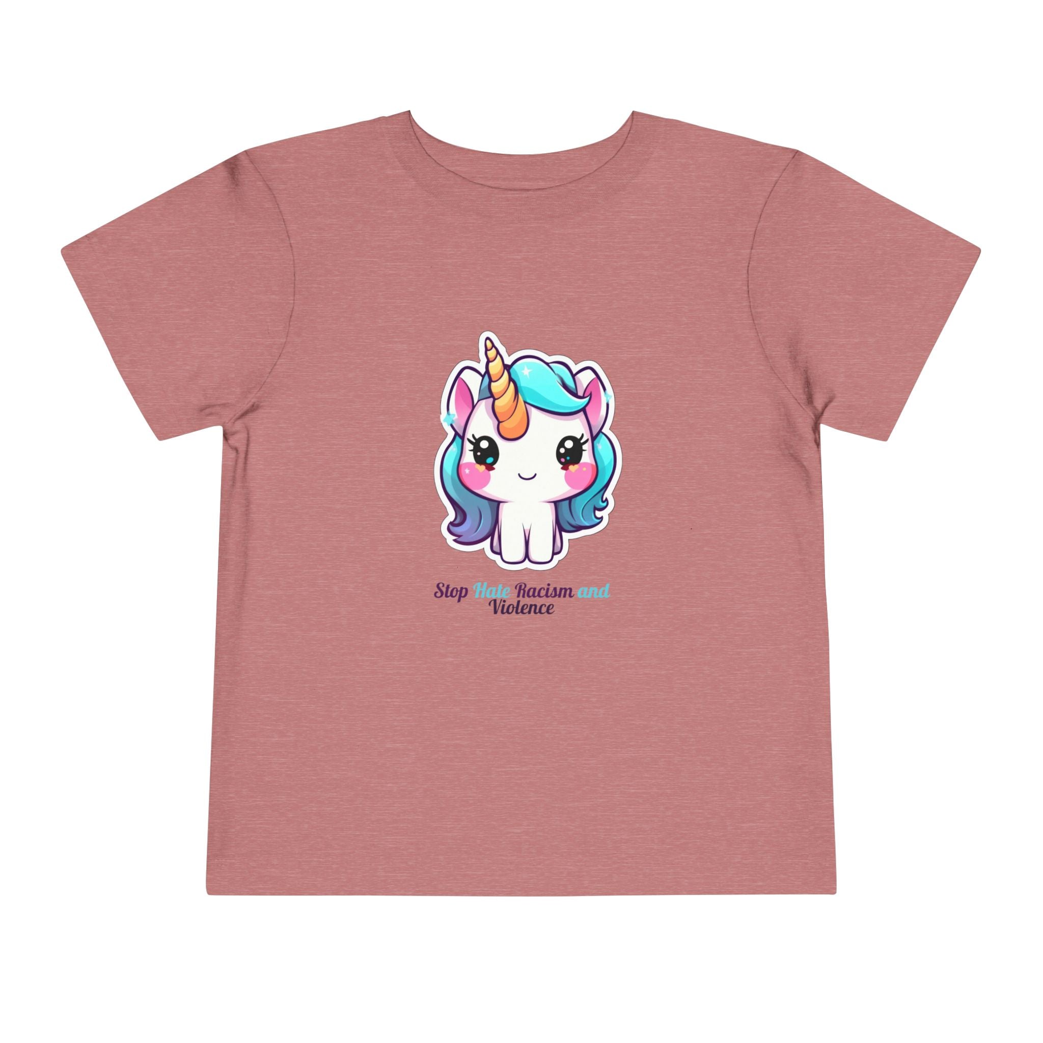 Toddler Tee — Cute Rainbow Unicorn "Stay Positive and Believe" Kids Shirt