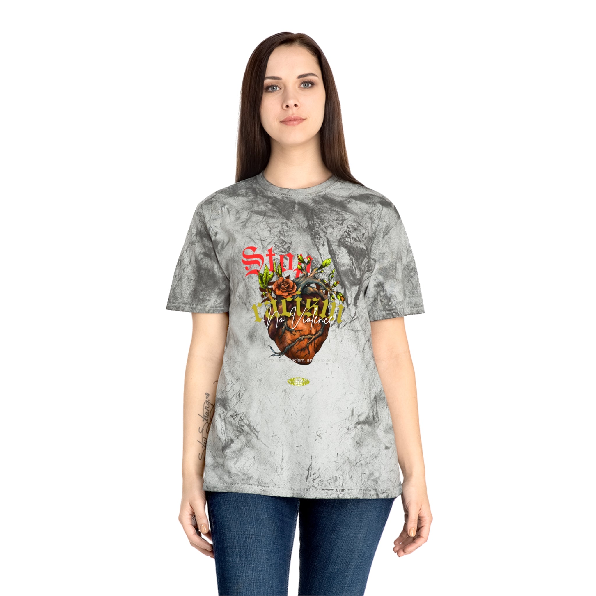 Vintage Heart & Rose Graphic T-Shirt — "Stay Alive" Acid Wash Tee