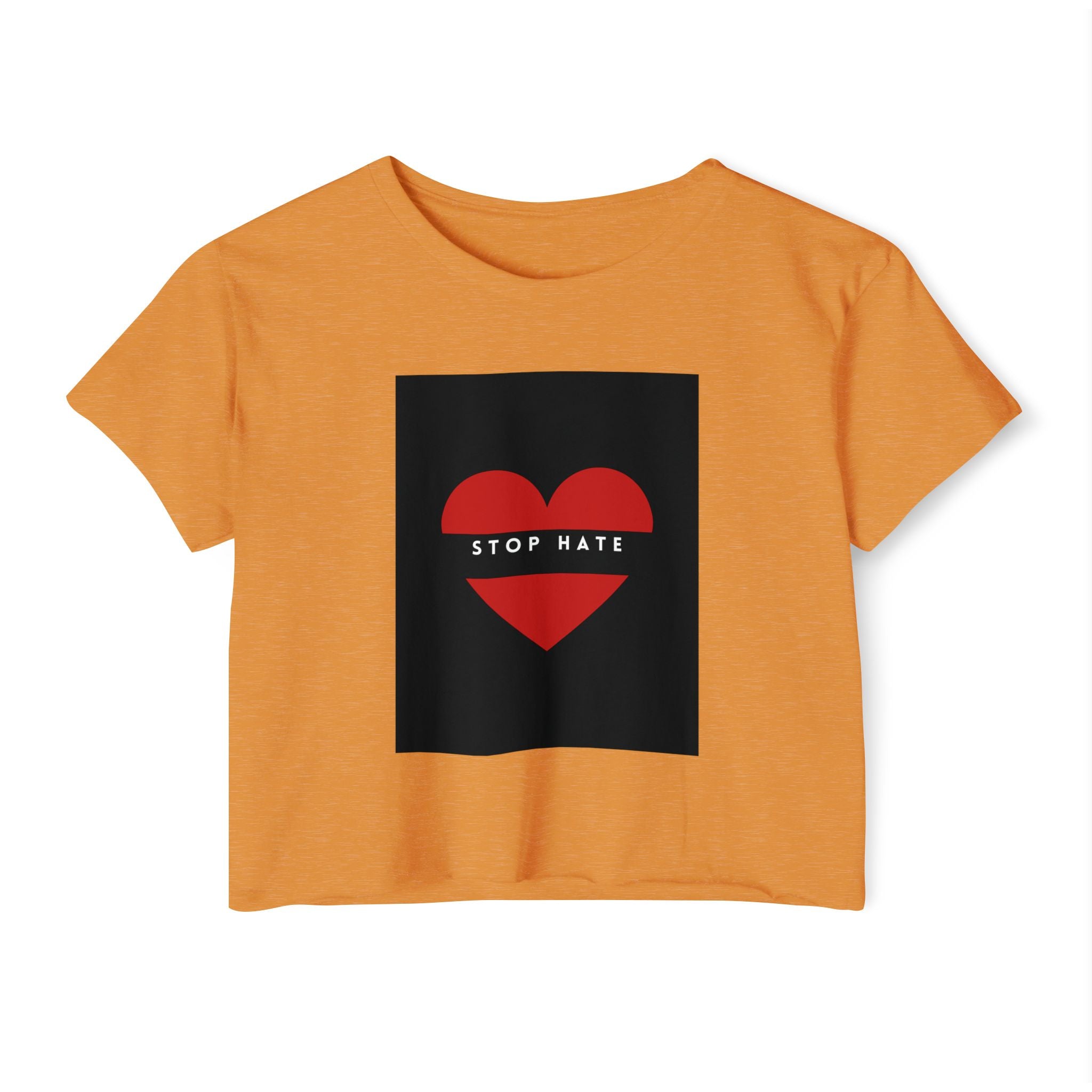 Stop Hate Heart Crop Top — Women's Festival Activist Tee