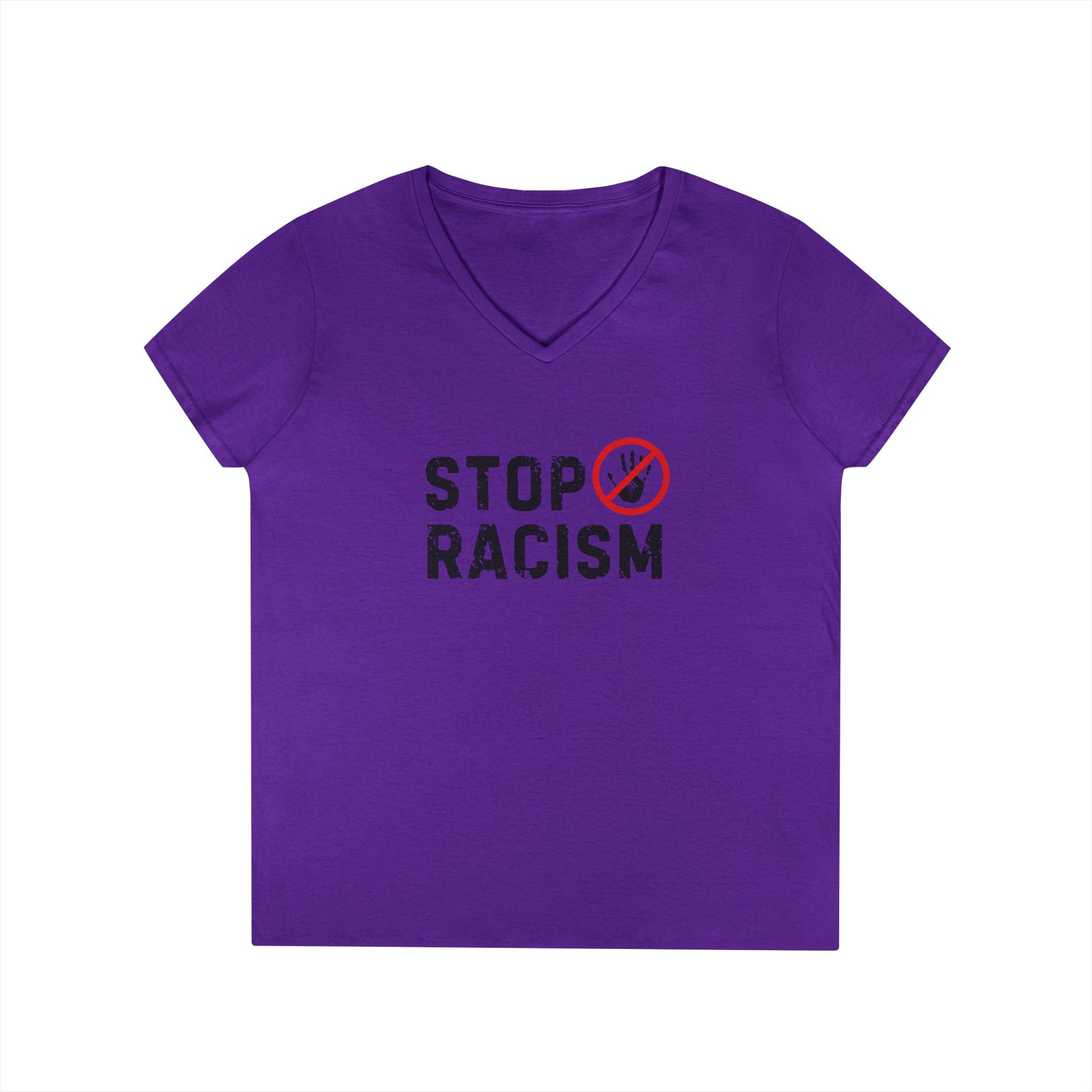 Stop Racism V-Neck T-Shirt — Anti-Racism Message Tee