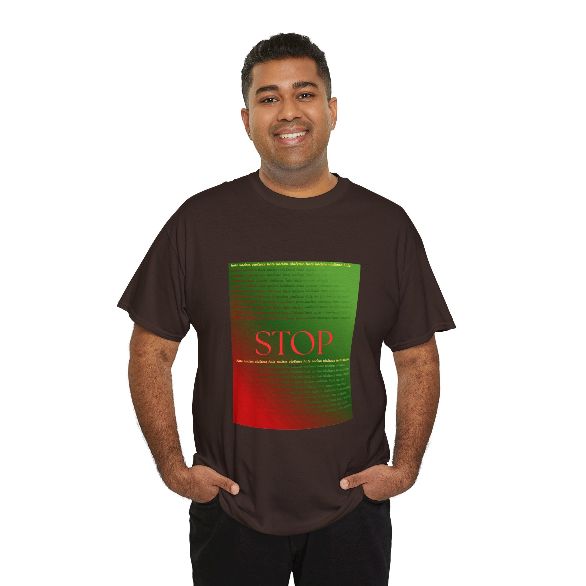 STOP Graphic Tee — Red & Green Gradient Statement T‑Shirt