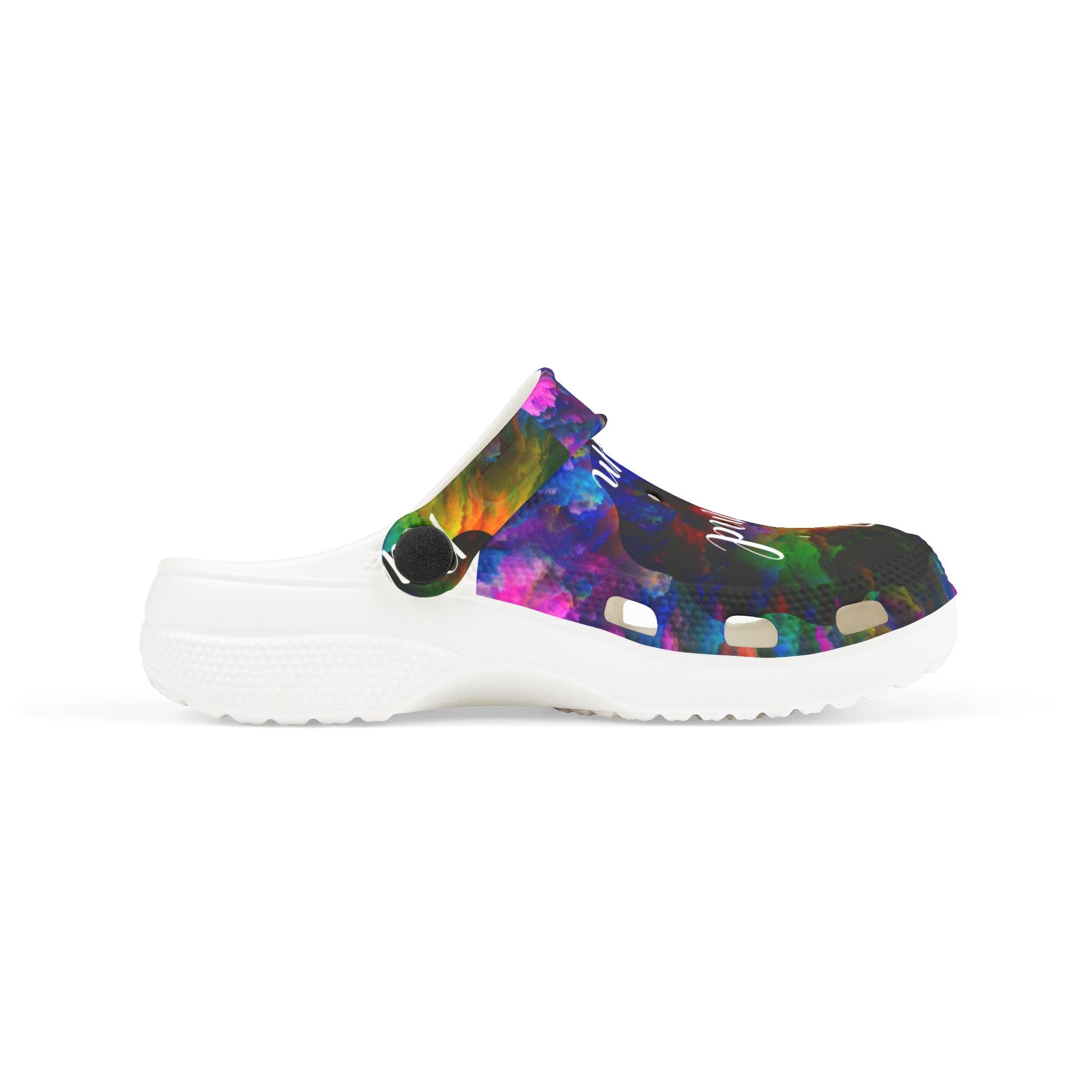 Kids Foam Clogs — "Stop Hate and Racism" Colorful Tie-Dye Anti-Racism Slip-Ons