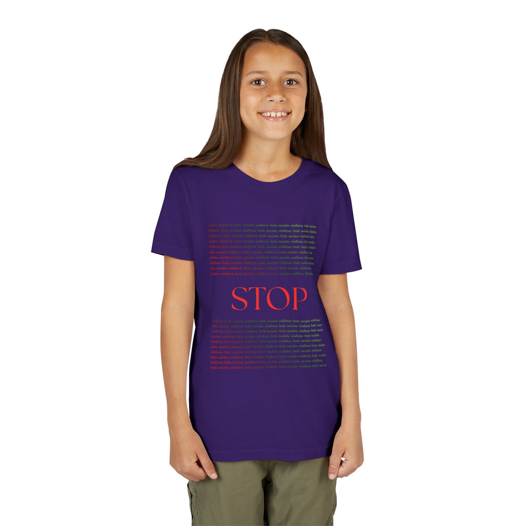 Youth Tee — Bold Yellow 'STOP' Graphic Kids T‑Shirt