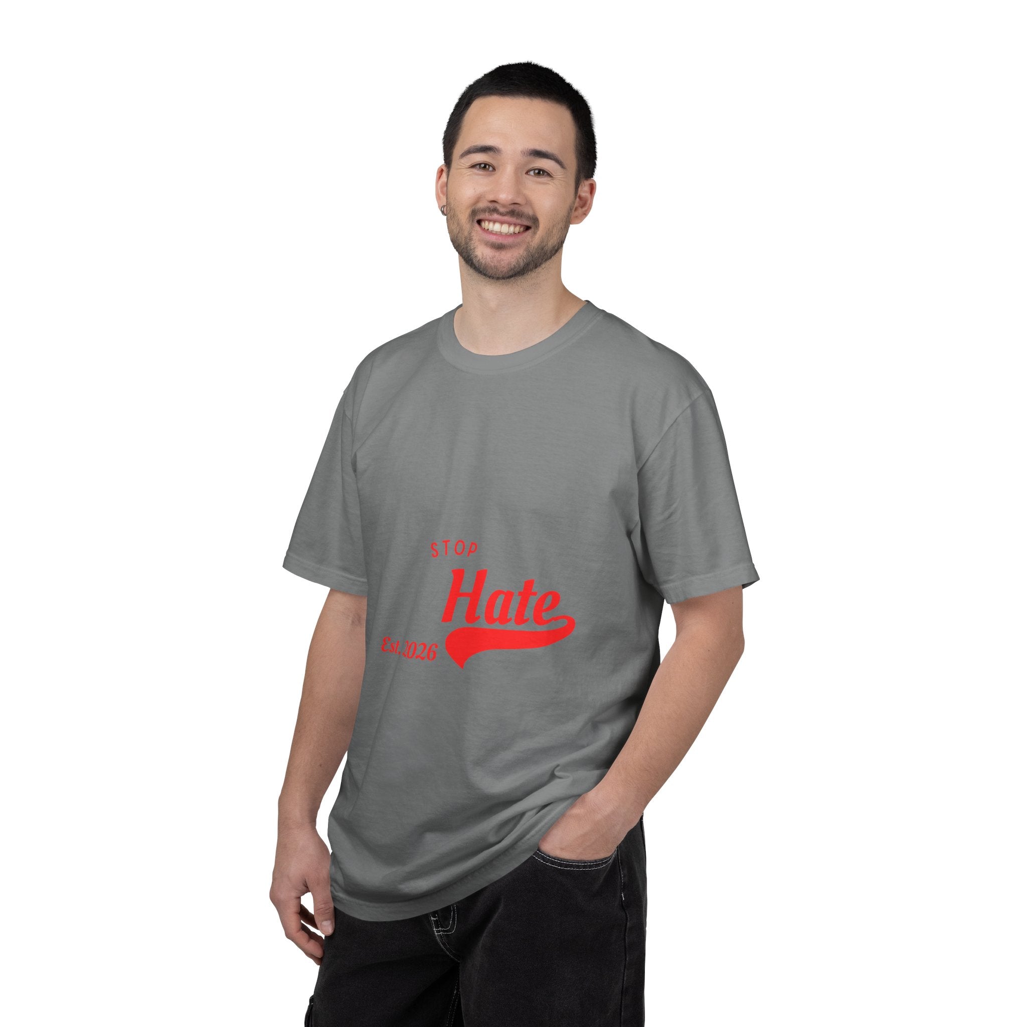 Stop Hate T-Shirt — Retro Script 'Est. 2026' Anti-Hate Graphic Tee
