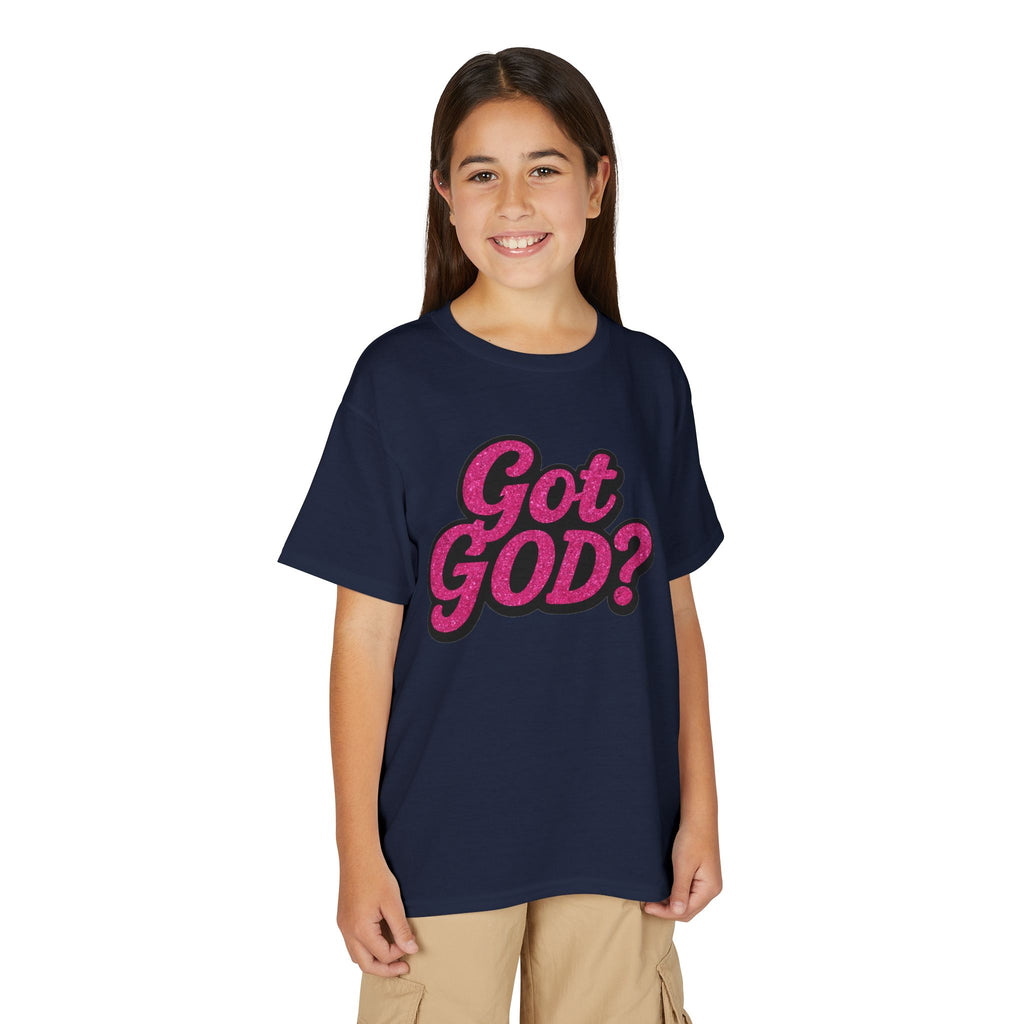 Youth T-Shirt — "Got GOD?" Pink Retro Faith Graphic
