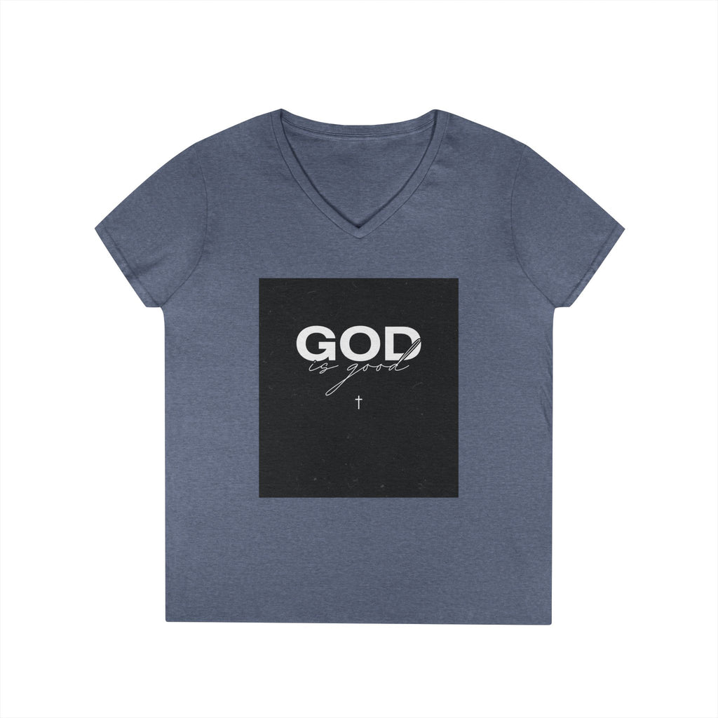 Faith Graphic V-Neck Tee — "GOD" Script Design