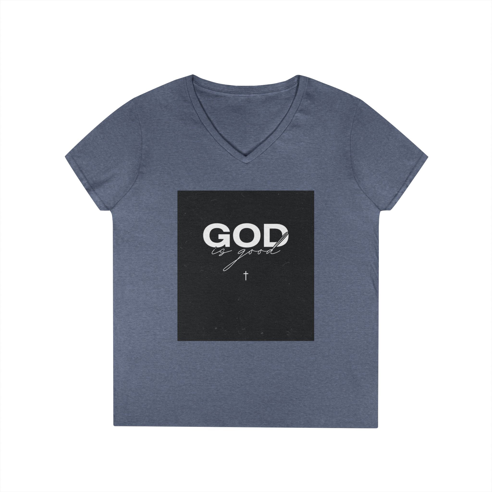 Faith Graphic V-Neck Tee — "GOD" Script Design