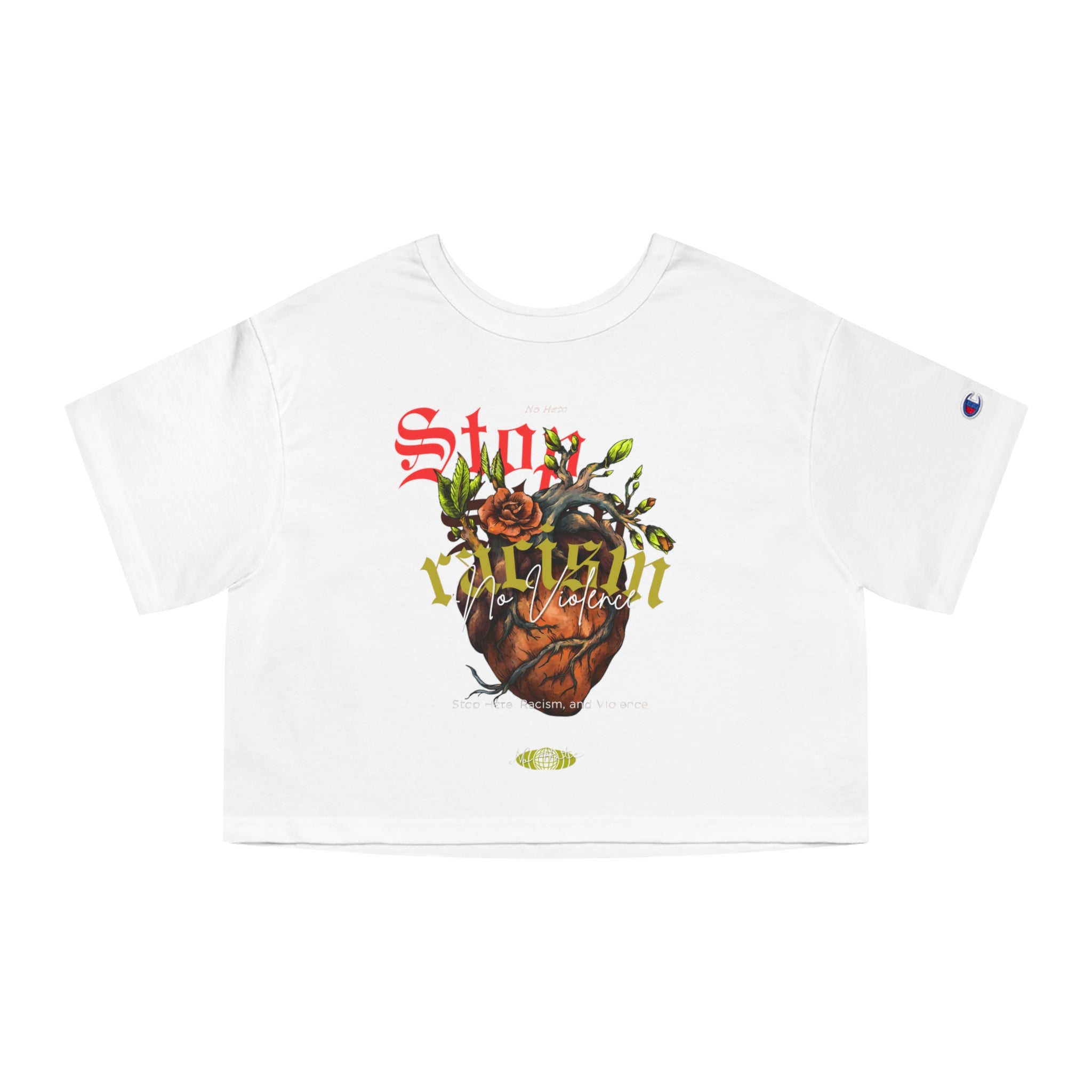 Cropped Graphic Tee — Botanical Heart 'Stay Golden' Design