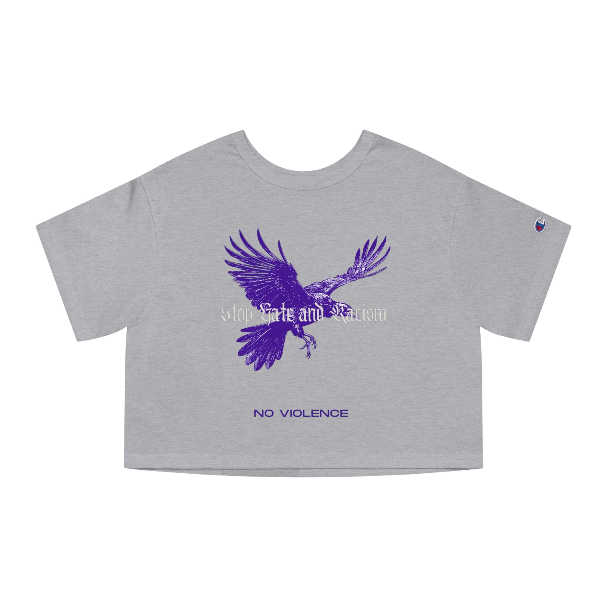 No Violence Raven Cropped T-Shirt — Women's Champion Heritage Graphic Tee