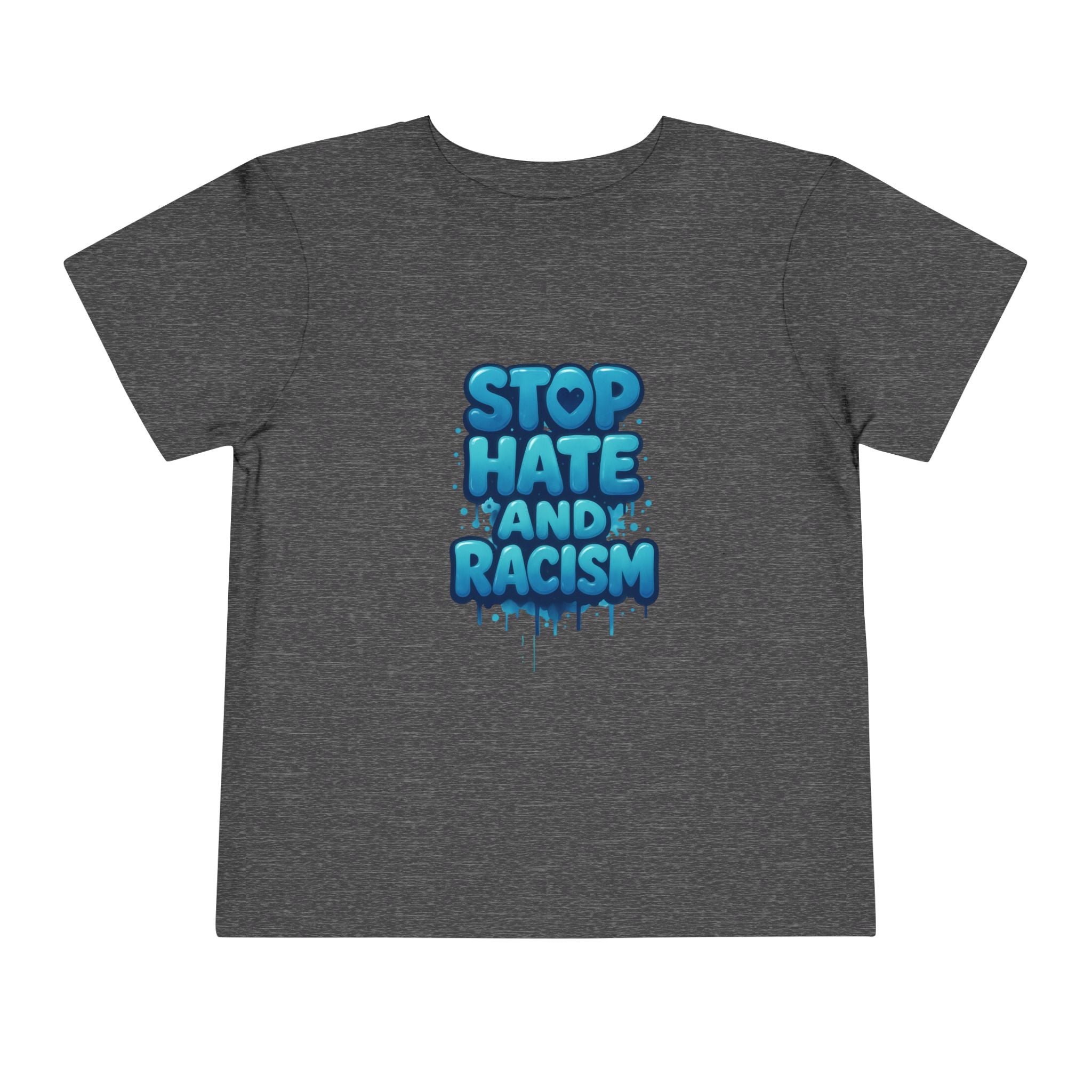 Stop Hate and Racism Toddler Tee — Blue Graffiti Anti-Racism Shirt