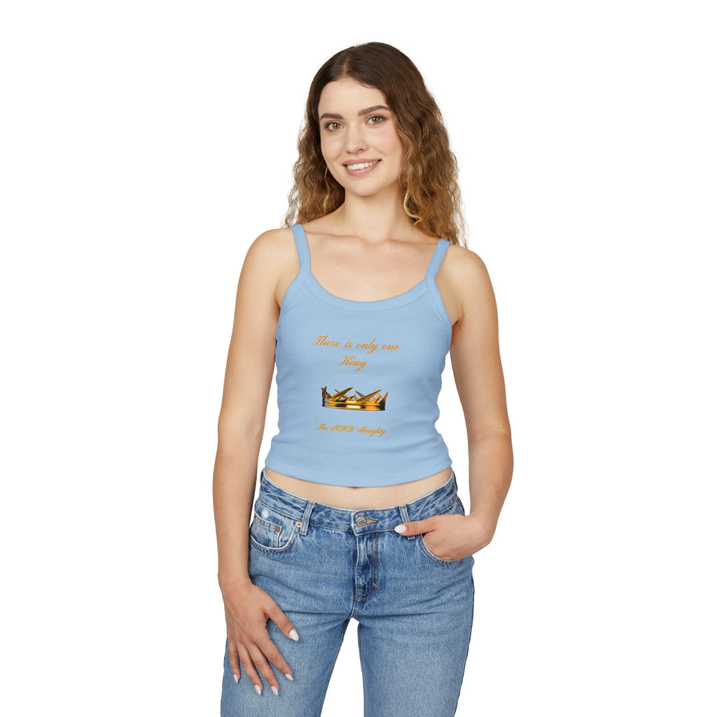 Women's Crop Tank Top - 'There is only one King' Gold Crown Spiritual Faith Graphic