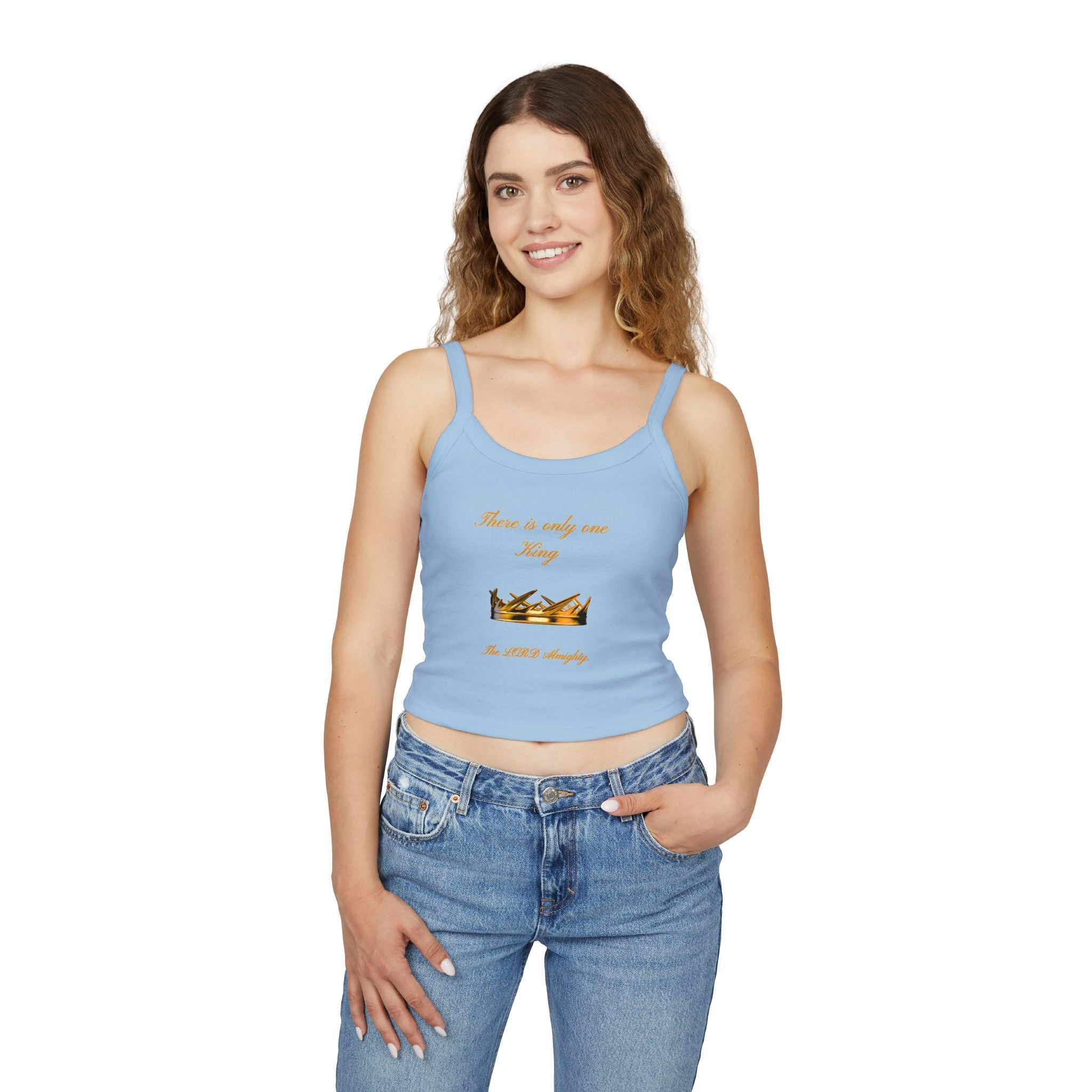 Women's Crop Tank Top - 'There is only one King' Gold Crown Spiritual Faith Graphic