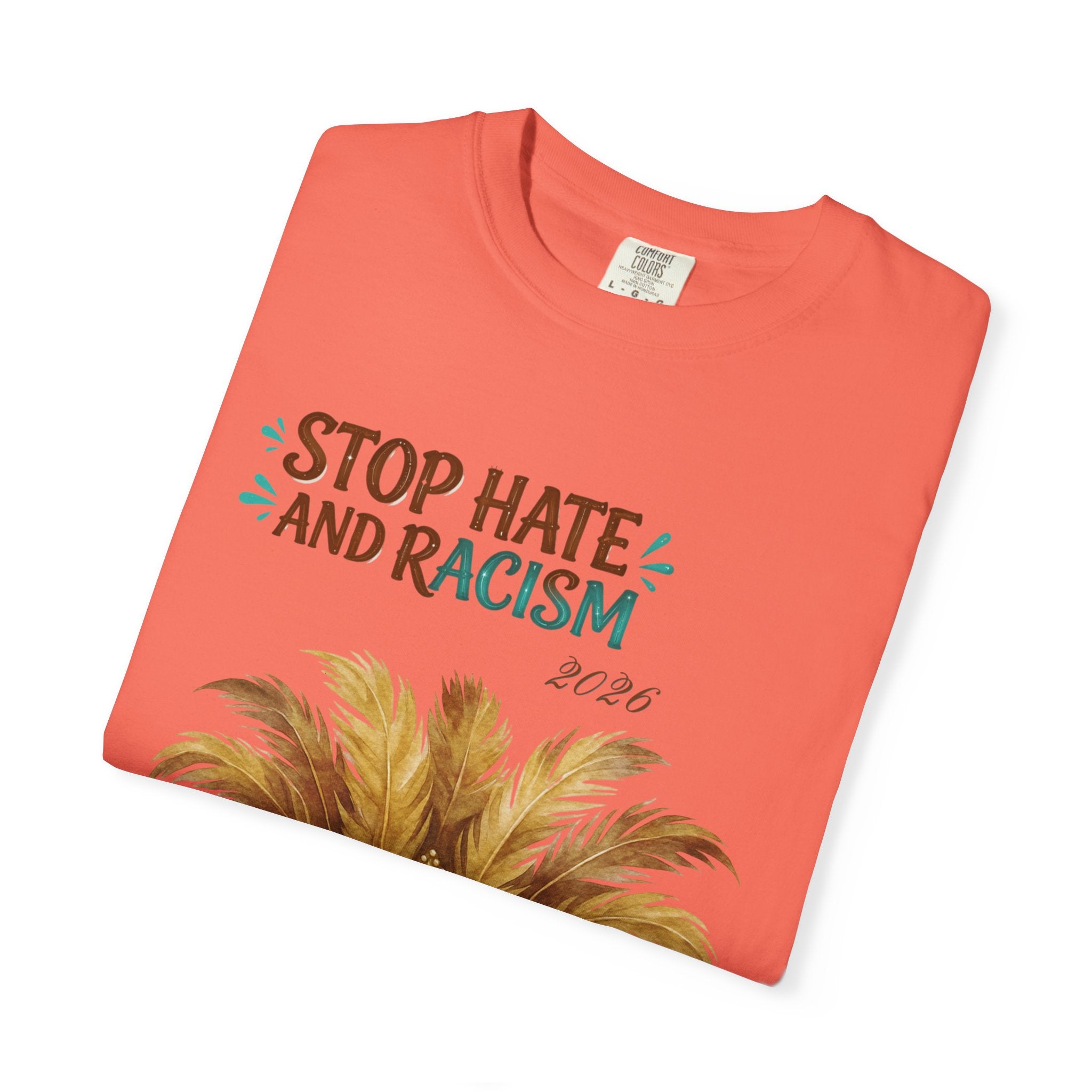 Stop Hate and Racism T-Shirt — Mardi Gras Mask Anti-Racism Tee