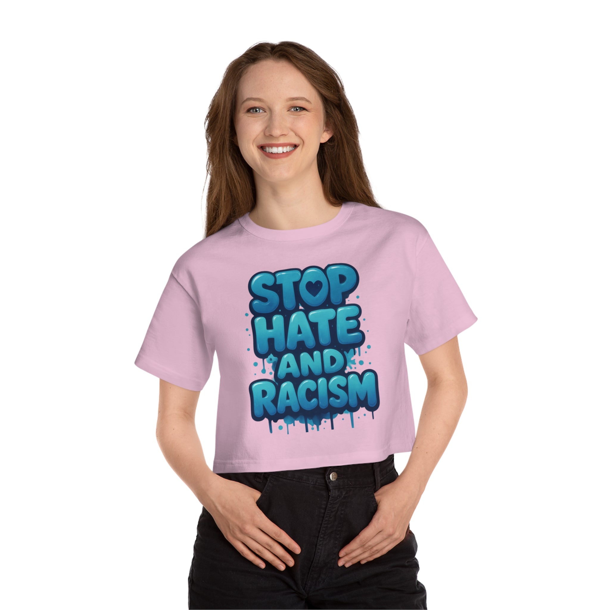 Stop Hate and Racism Cropped T-Shirt