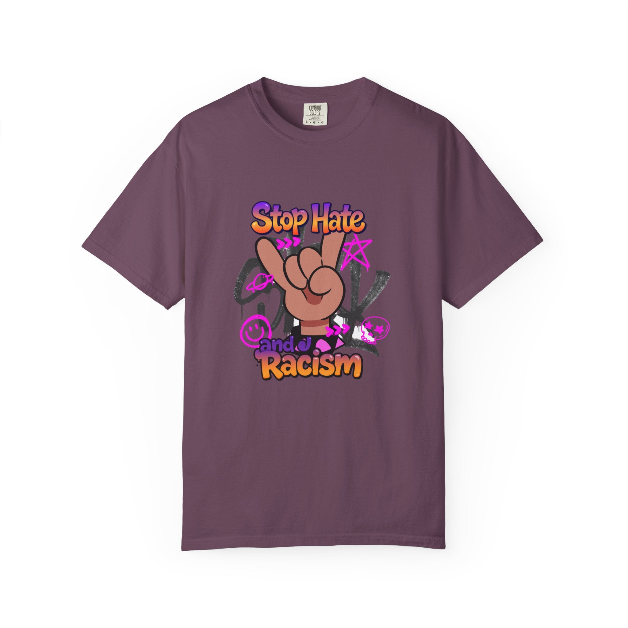 Stop Hate and Racism Graphic T-Shirt – Anti-Racism Solidarity Tee