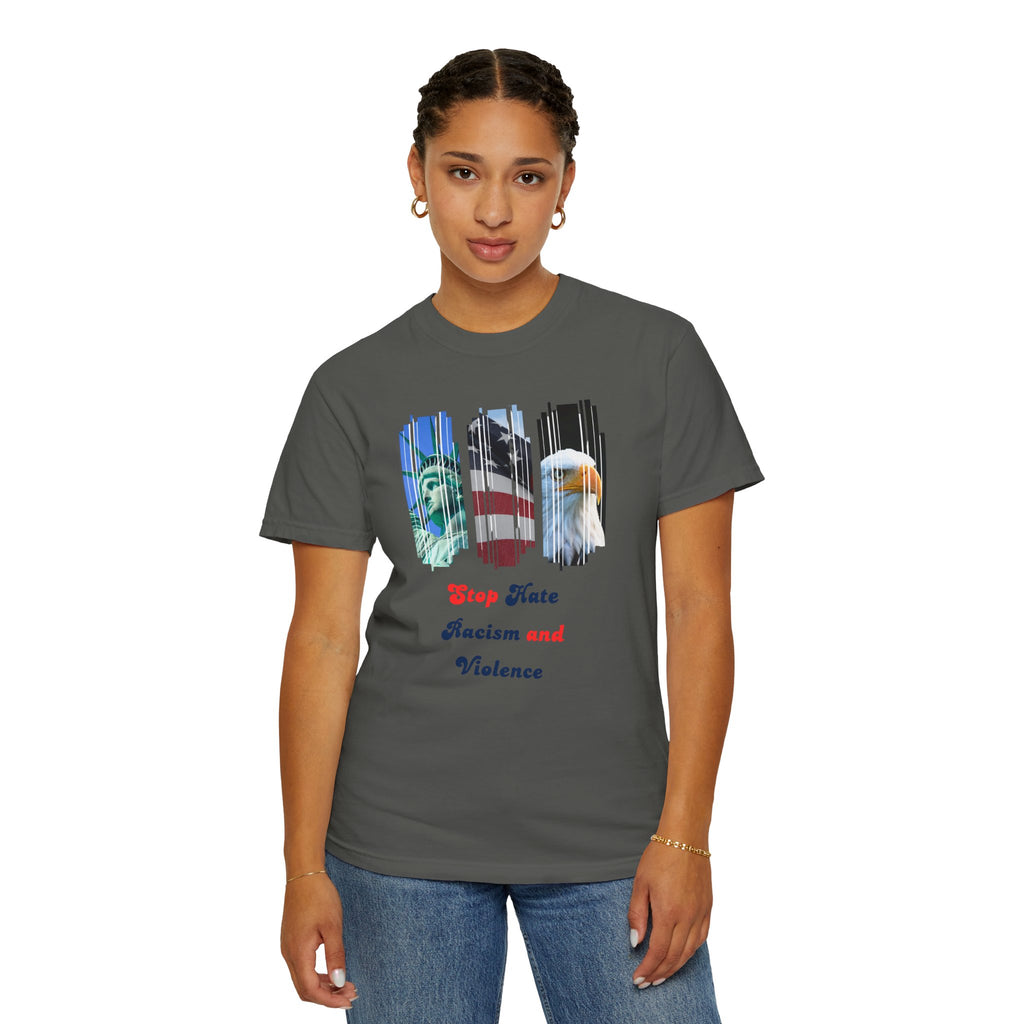 Patriotic 'Stop Hate Racism and Violence' T-Shirt