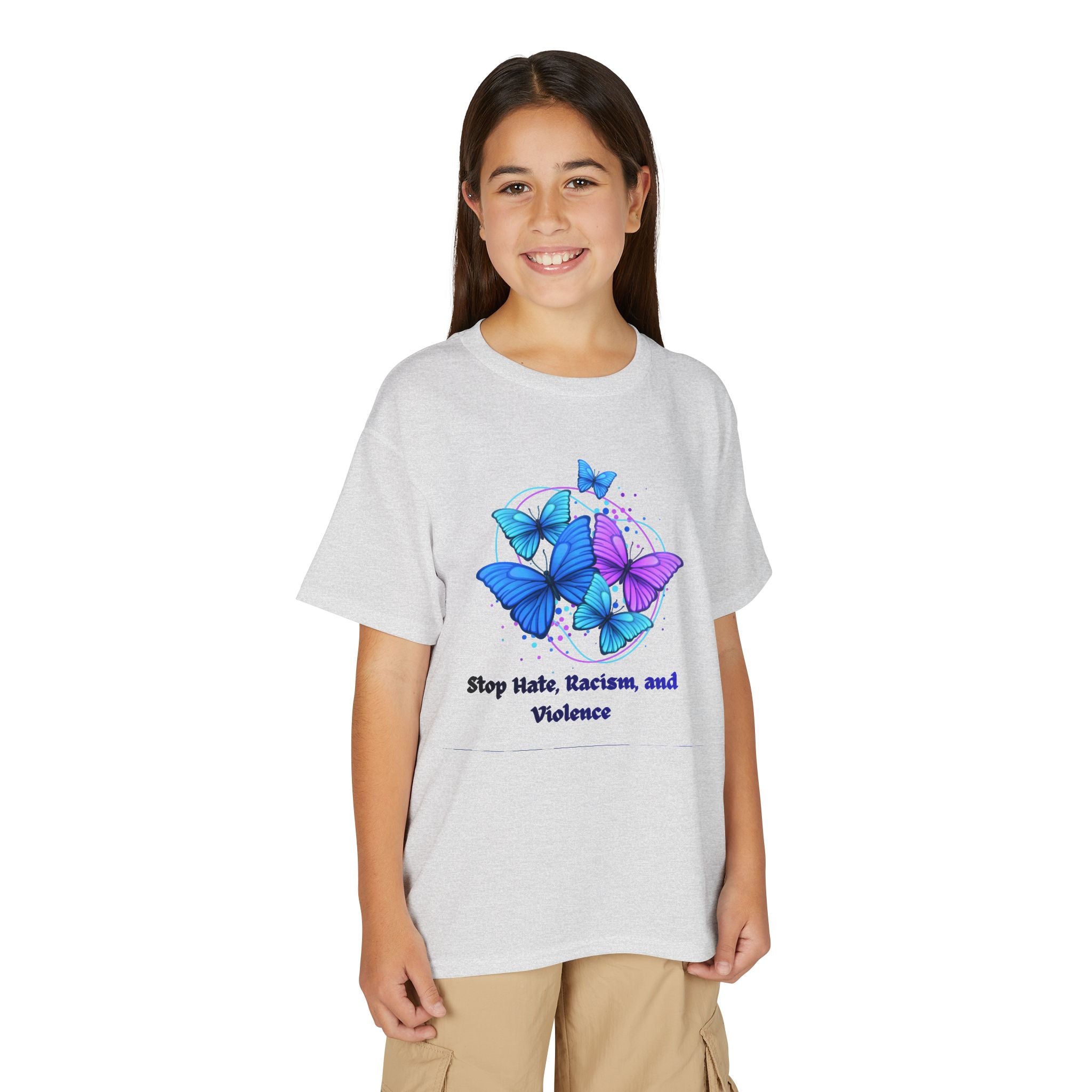 Youth Butterfly Awareness T-Shirt — "Stop Hate, Harassment, and Violence"