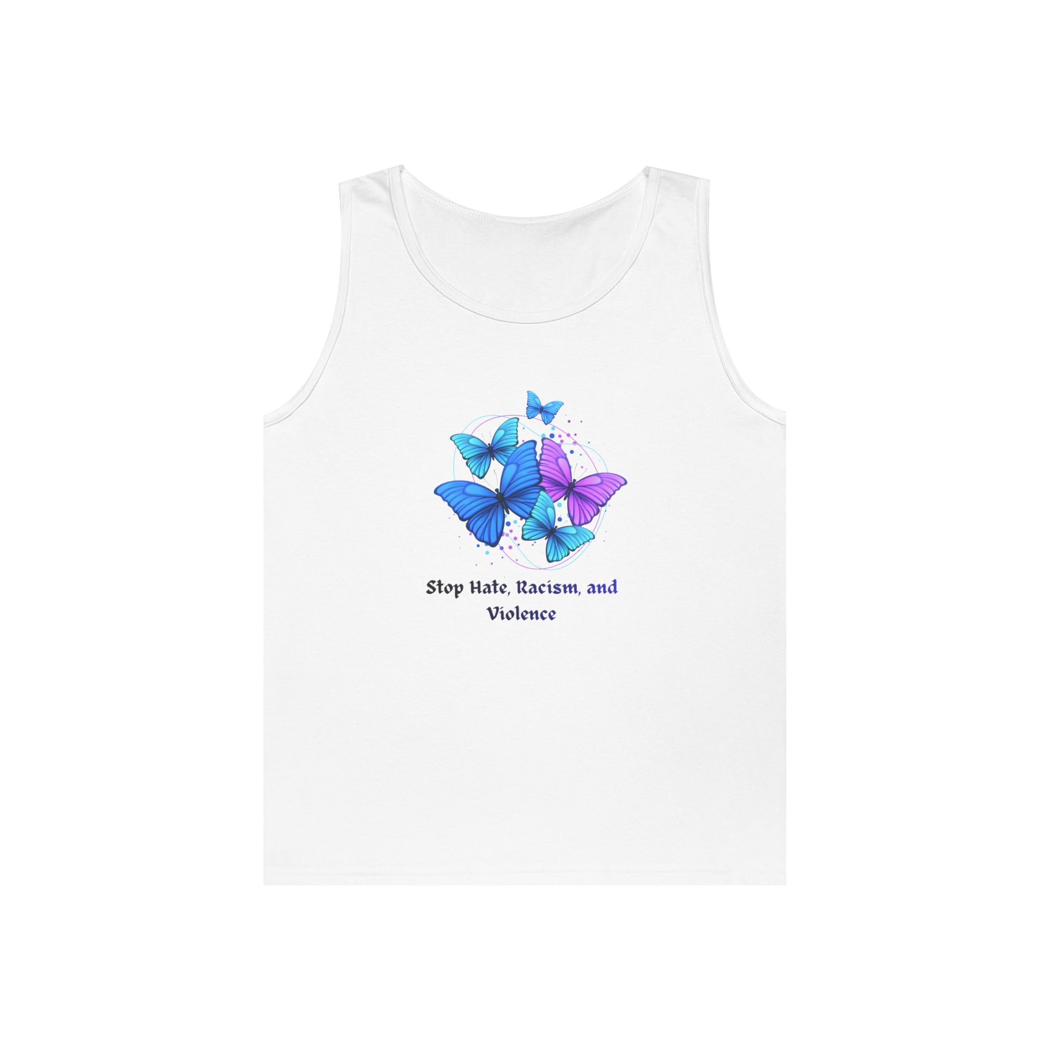Butterfly Peace Tank Top — "Stop Hate, Racism, and Violence" Graphic Tank