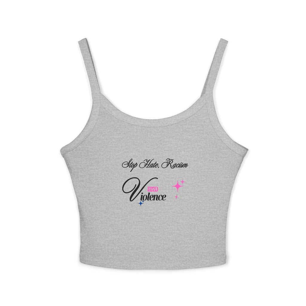 Women's Spaghetti Tank Top — "My Mom Knows Vibe" Pink Accent Crop