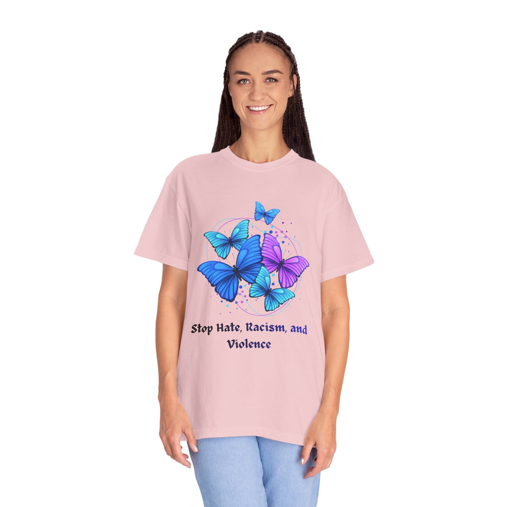Butterfly Peace T-Shirt — "Stop Hate, Racism, and Violence" Anti-Violence Tee