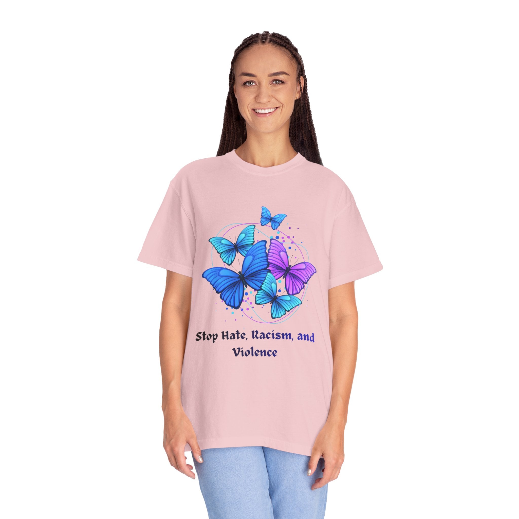 Butterfly Peace T-Shirt — "Stop Hate, Racism, and Violence" Anti-Violence Tee