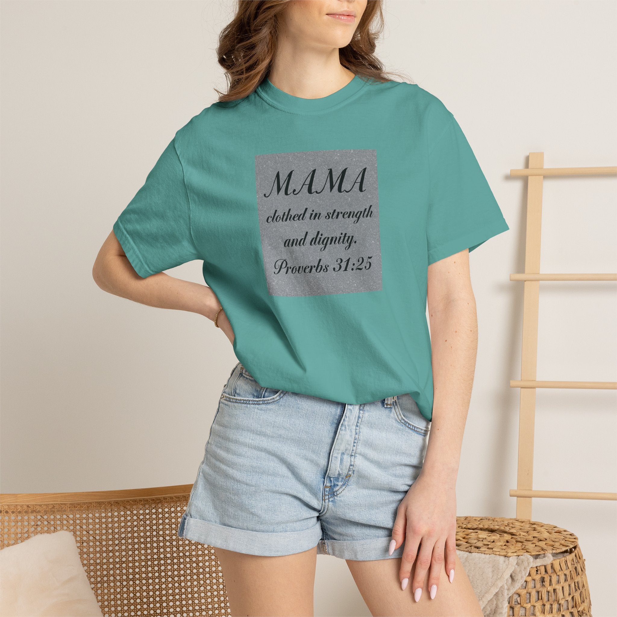 Mama Proverbs 31:25 T-Shirt — 'Clothed in Strength and Dignity' Christian Mom Tee