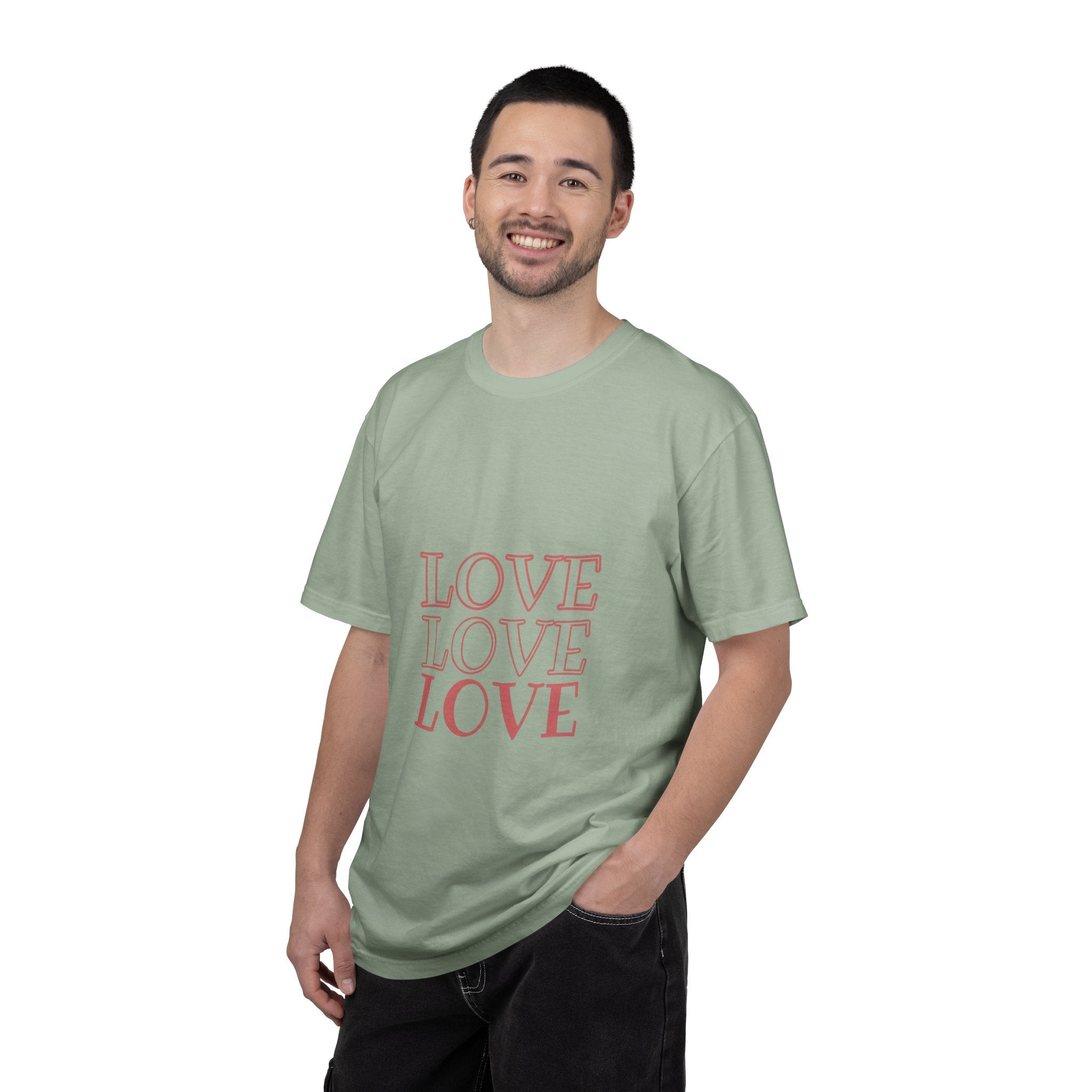 Love Love Love T-Shirt — Vintage Pink Stacked Text Tee