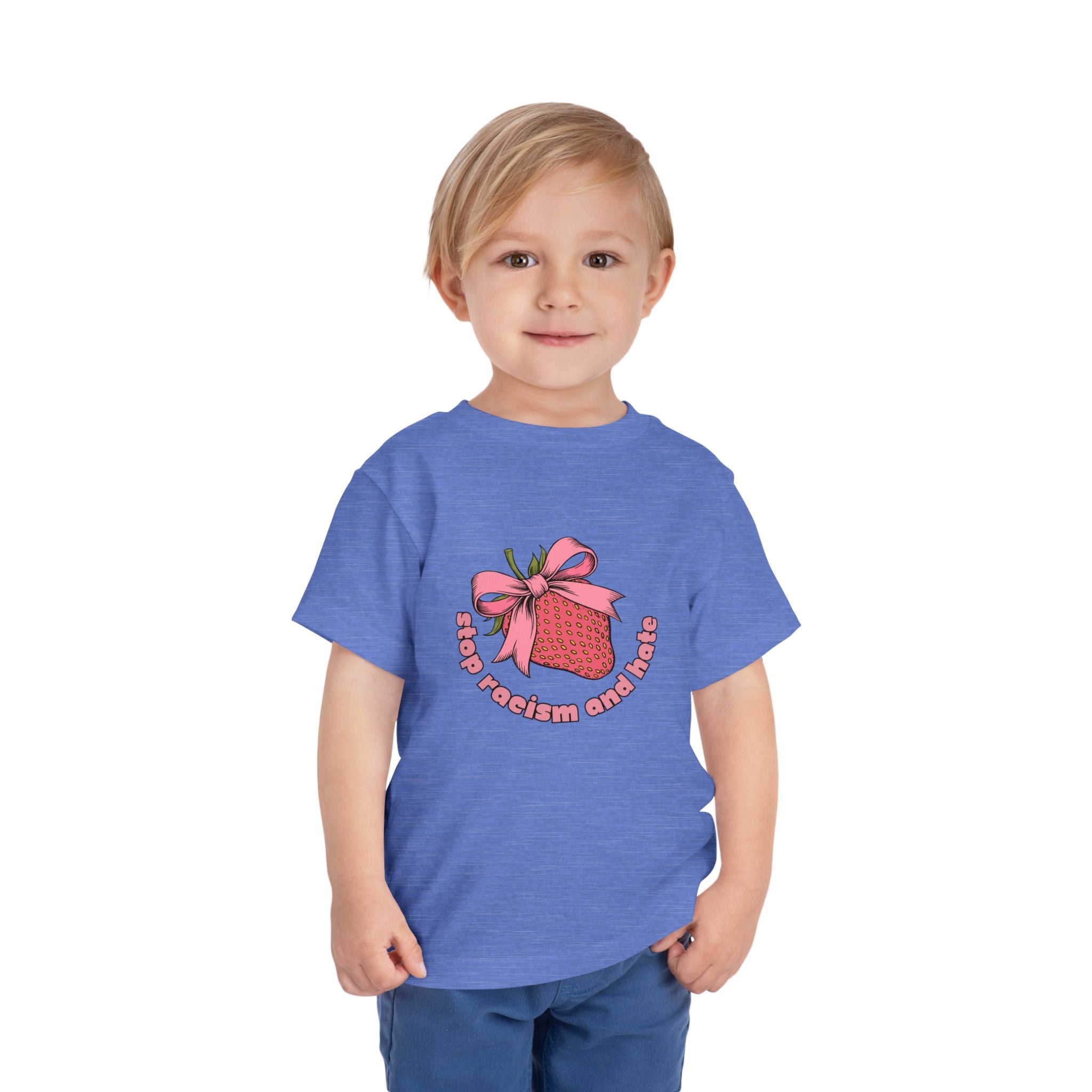 Toddler Tee — Pink Gift Strawberry Graphic "Stop Rockin and Rollin"