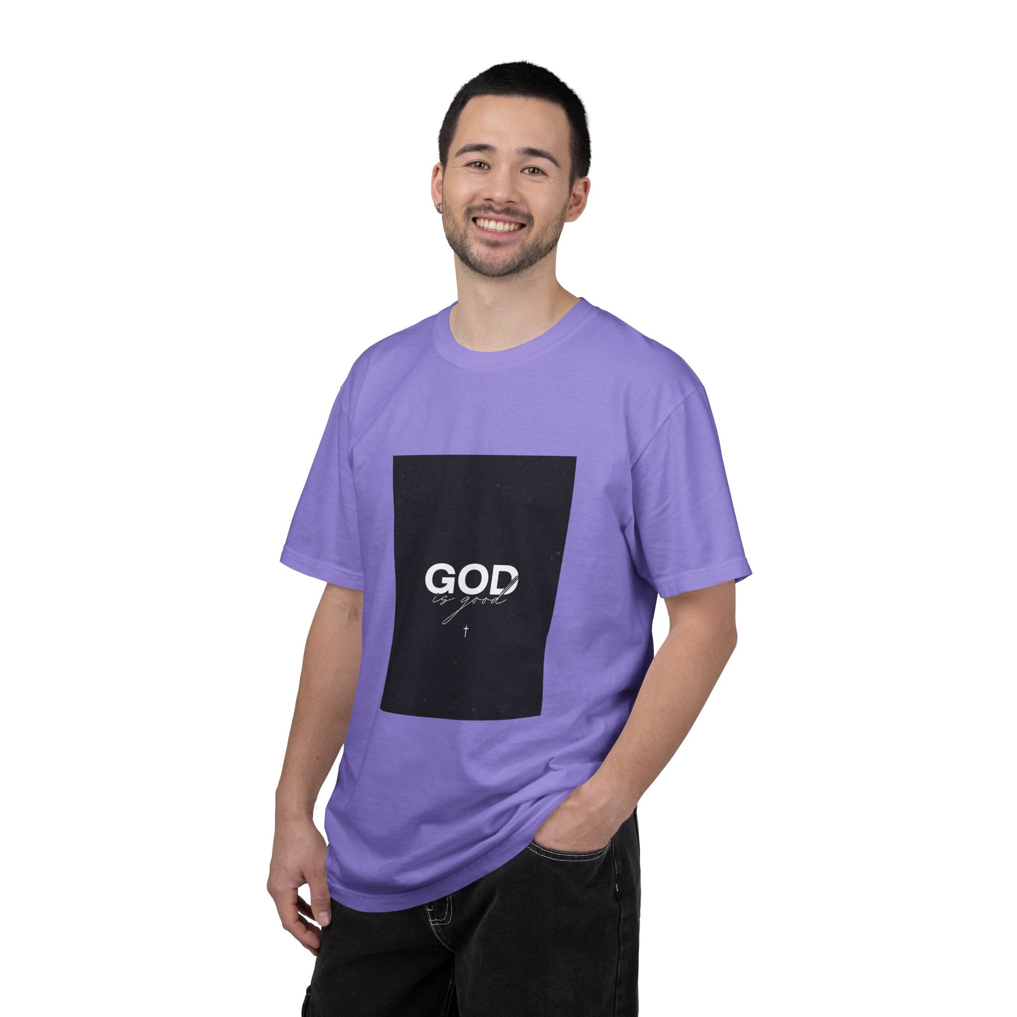 God Typography T-Shirt — Minimal Black Square Graphic Tee