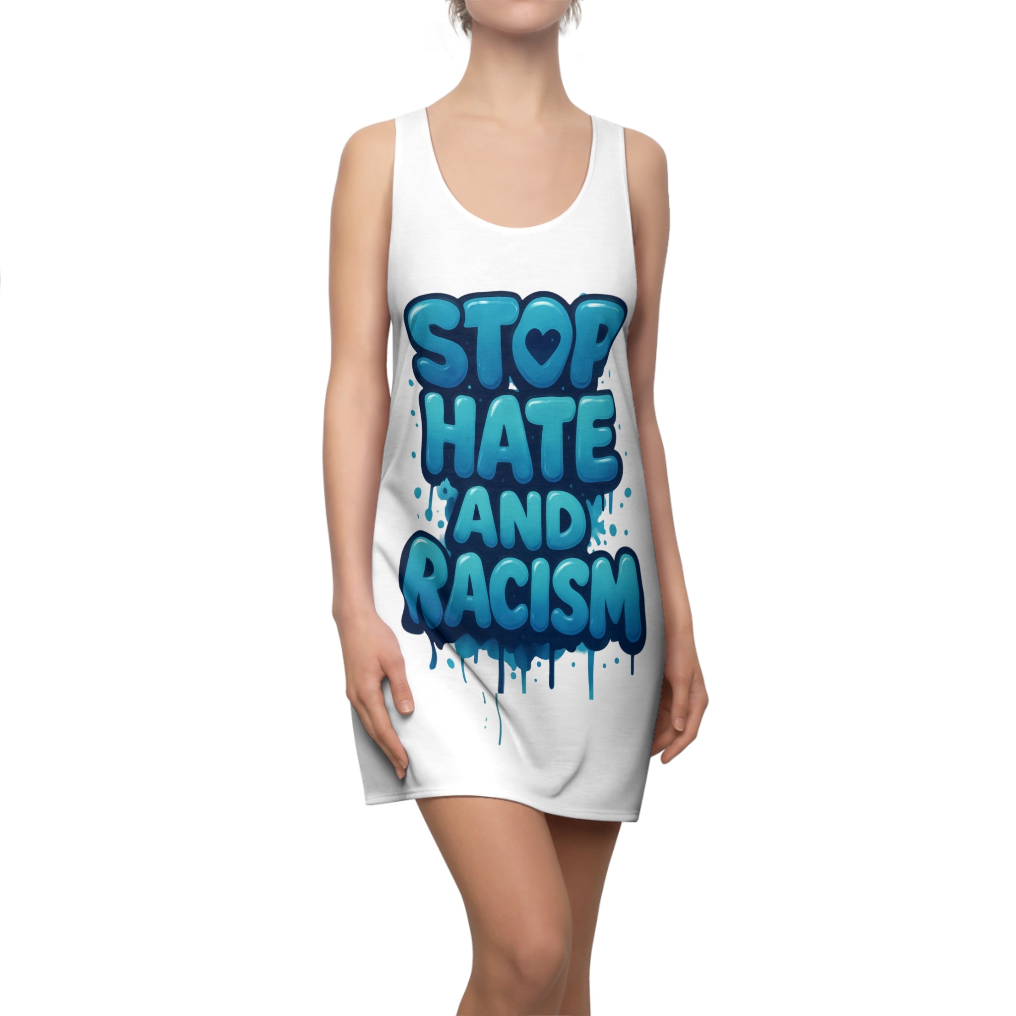 Racerback Dress — "Stop Hate and Racism" Graffiti Statement Dress