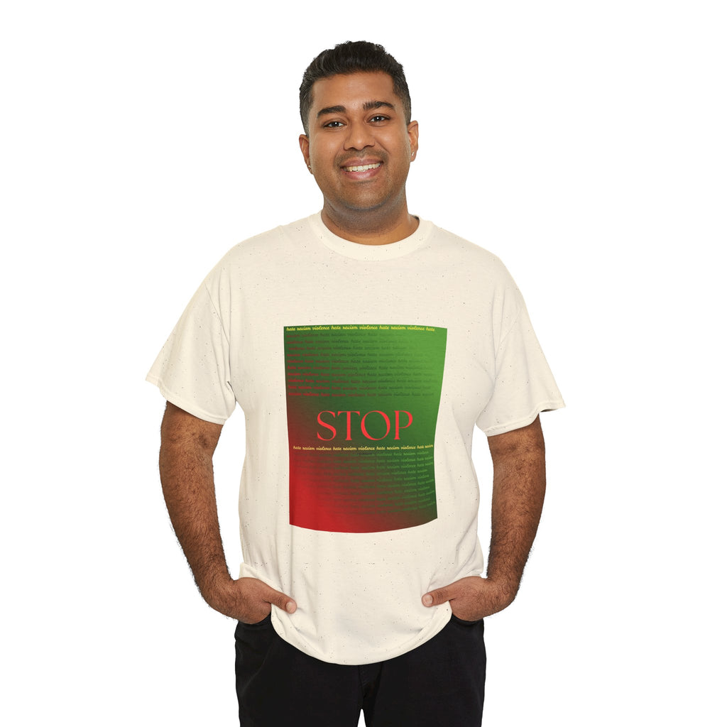 STOP Graphic Tee — Red & Green Gradient Statement T‑Shirt
