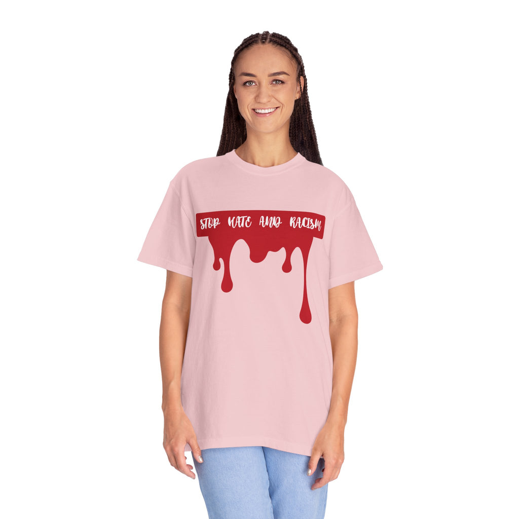 T-Shirt “Stop Hate, End Racism” Dripping Blood Graphic Tee