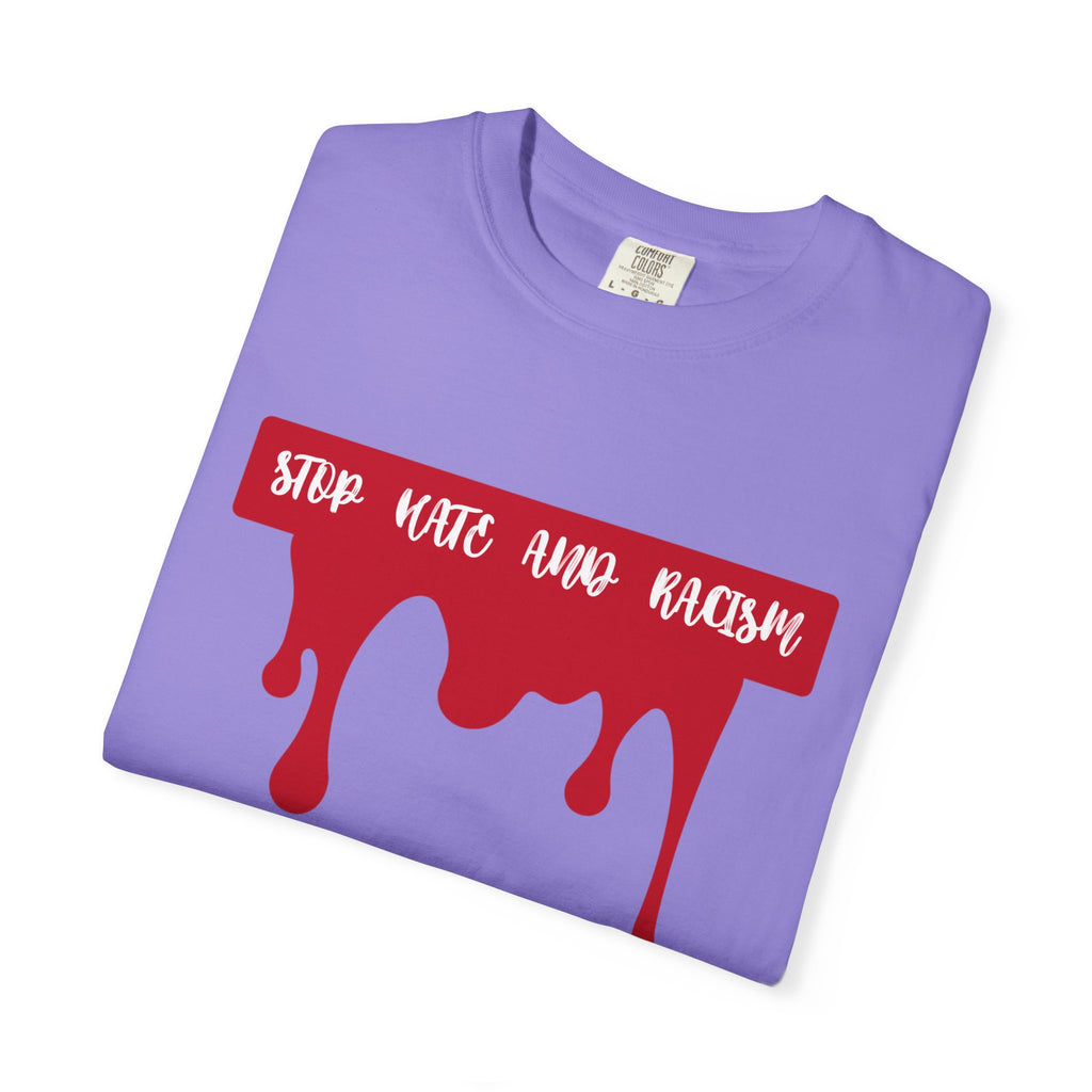 T-Shirt “Stop Hate, End Racism” Dripping Blood Graphic Tee