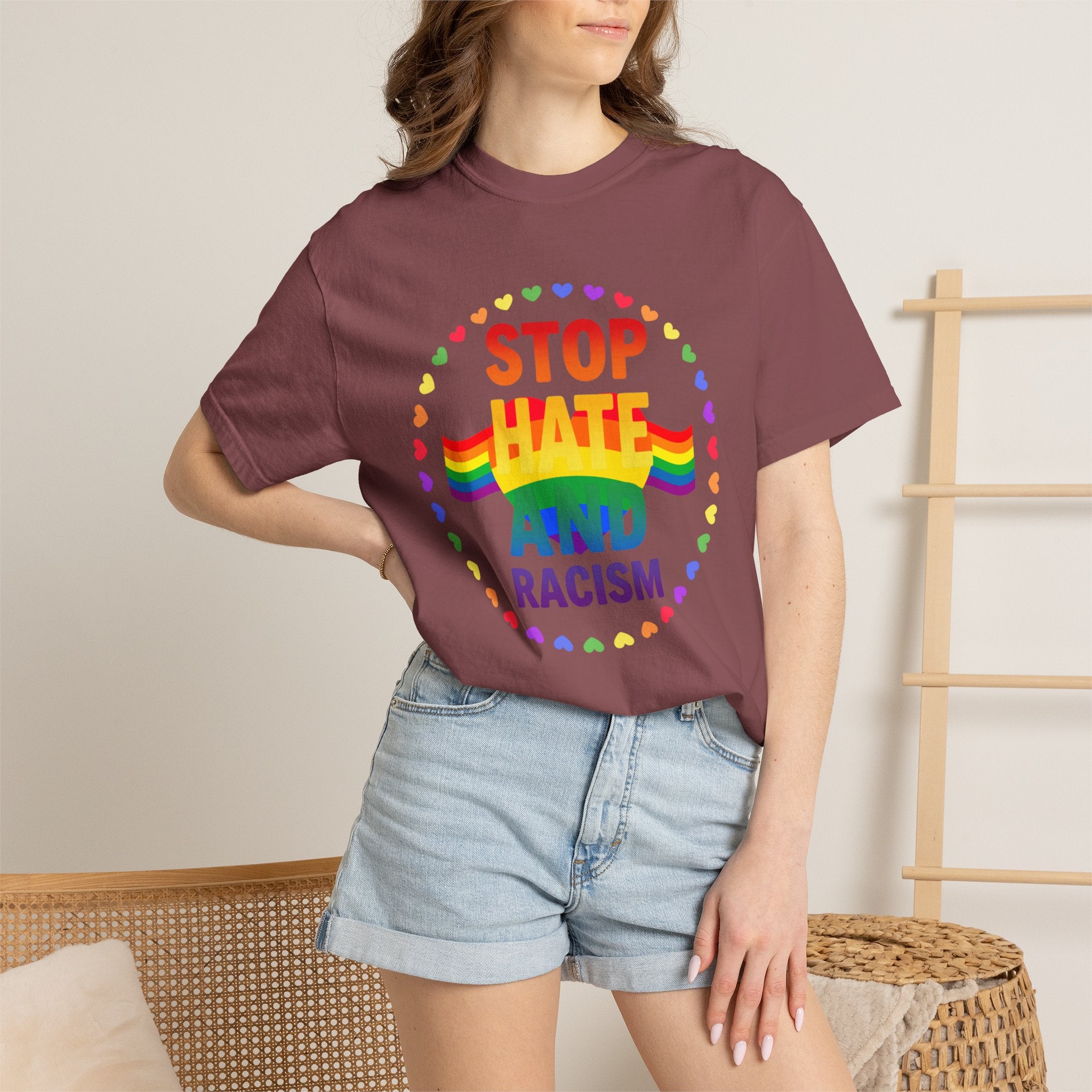 Stop Hate and Racism Rainbow T-Shirt