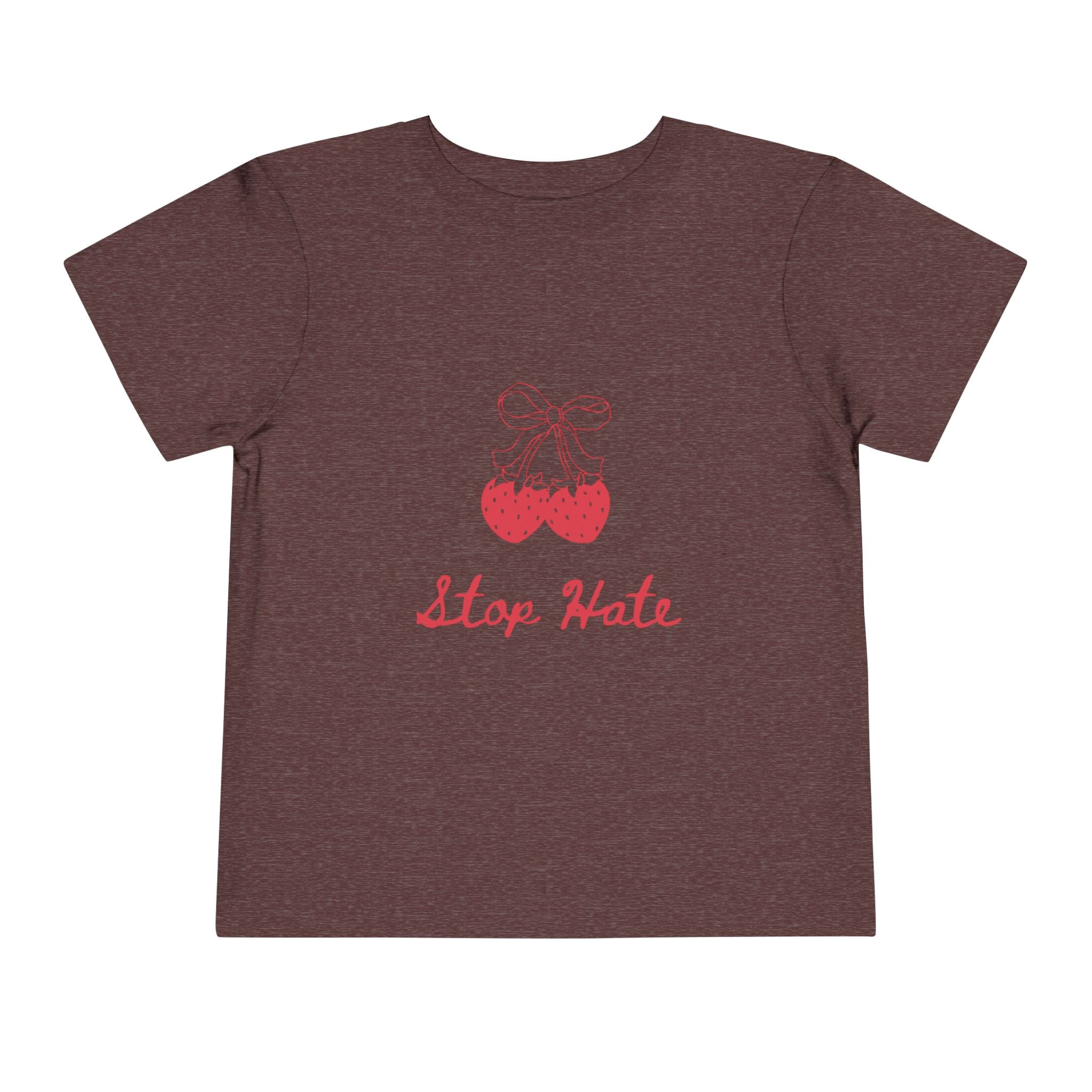 Stop Hate Toddler Tee — Cute Strawberry Heart Graphic Kids Shirt