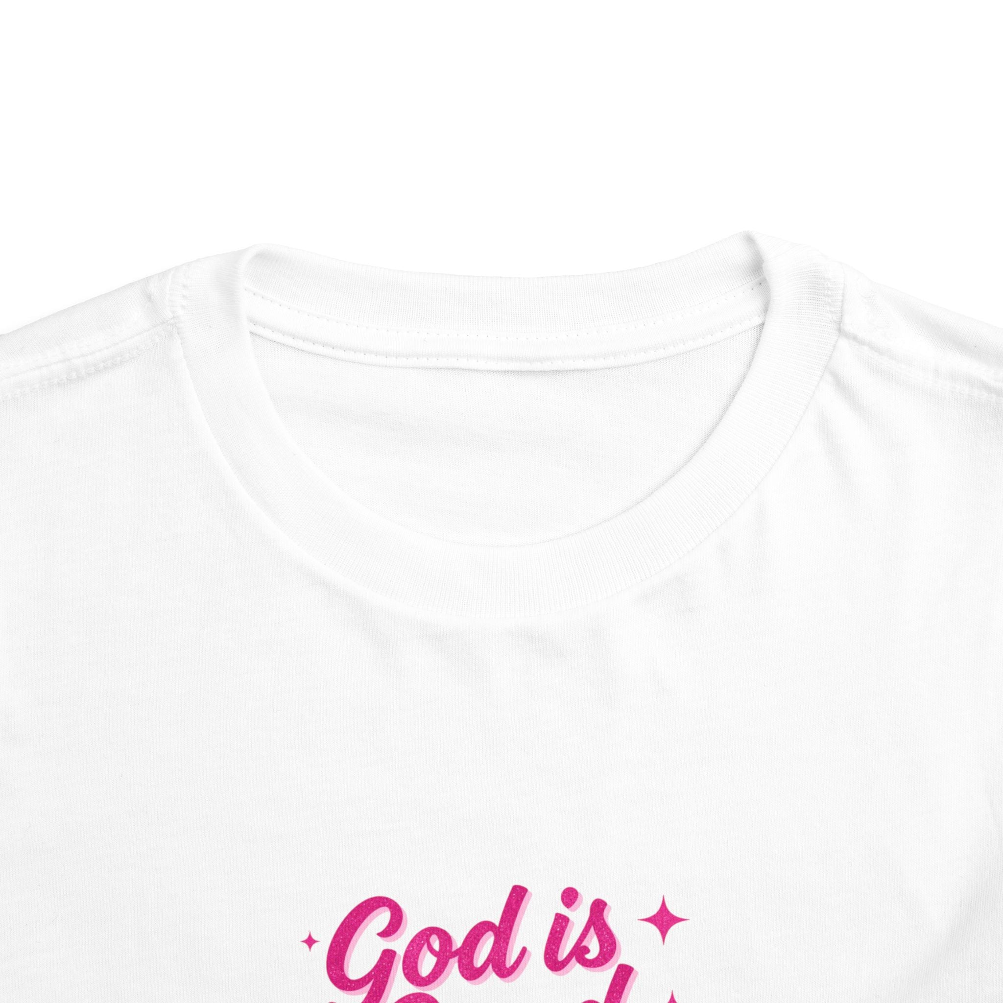 Toddler Tee – "God is Good Time" Pink Script Christian Kids Shirt
