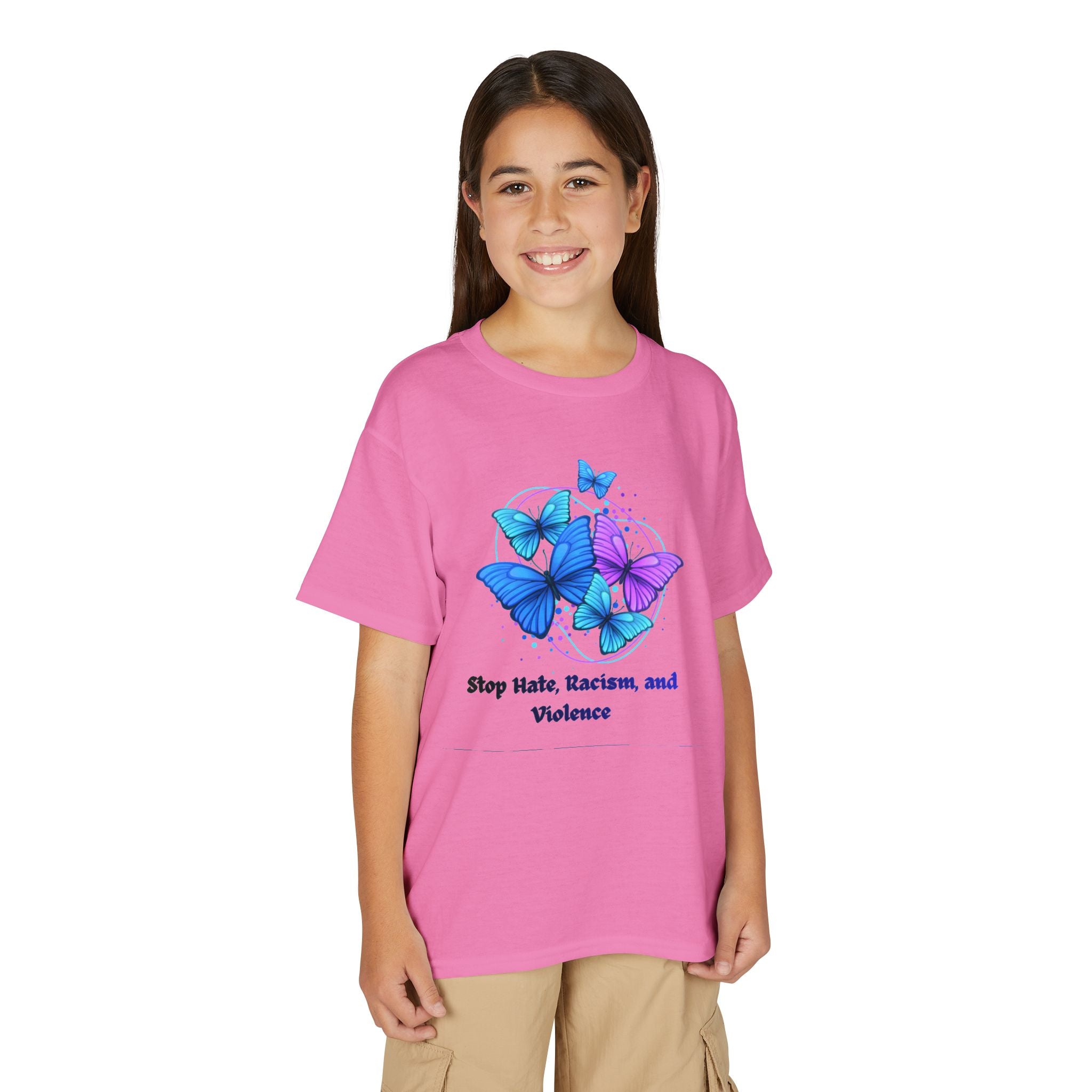 Youth Butterfly Awareness T-Shirt — "Stop Hate, Harassment, and Violence"