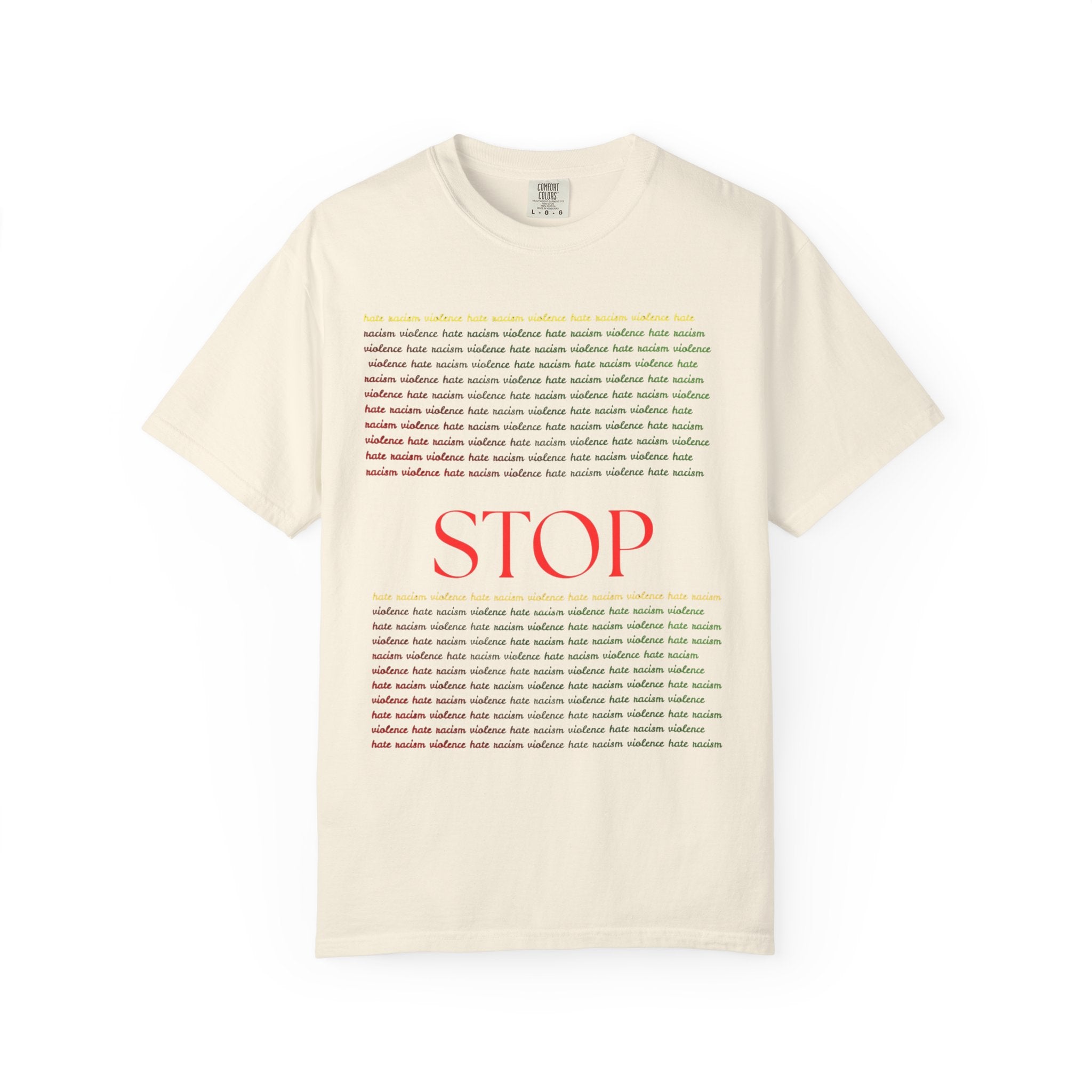 Stop Screen Tee — Black Graphic T-Shirt with Bold RED “STOP” Message
