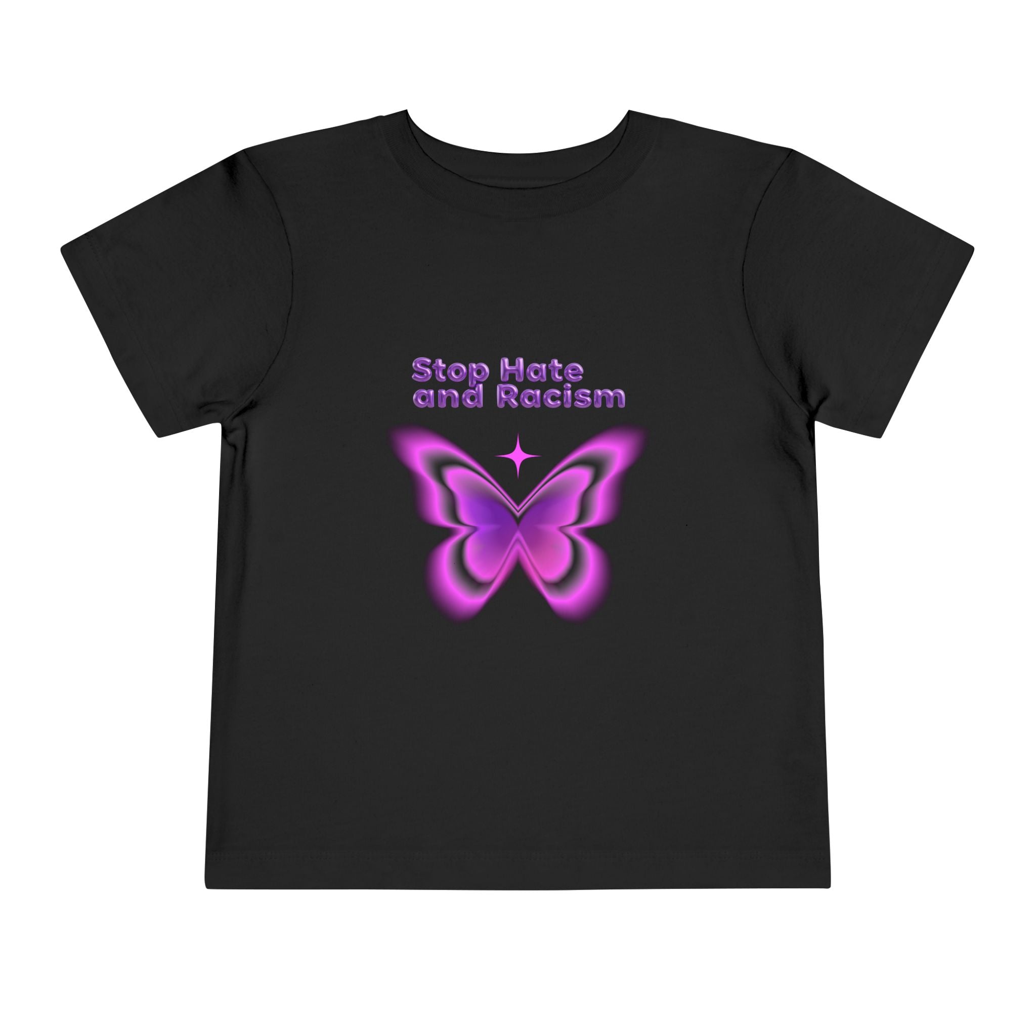 Stop Hate and Racism Toddler Tee — Purple Butterfly Anti-Racism Shirt