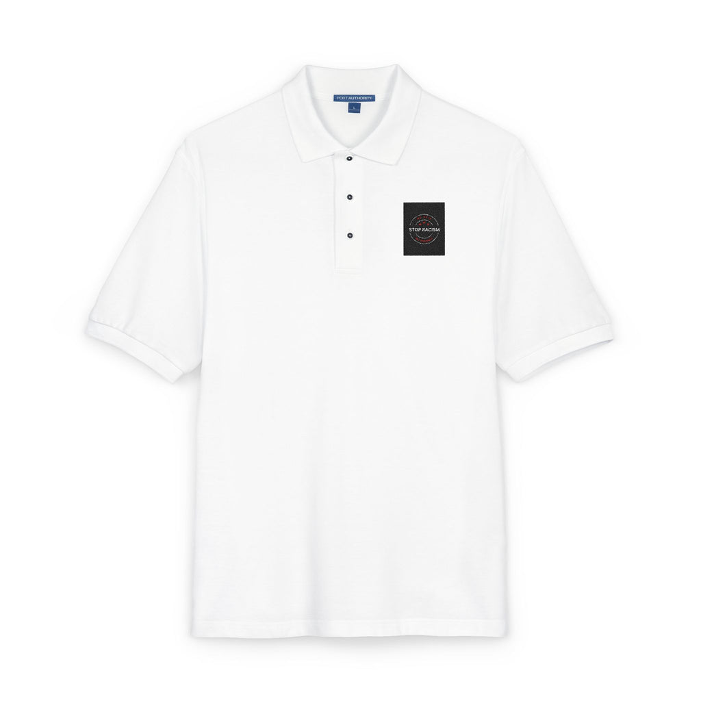 Embroidered 'Just Breathe' White Polo Shirt