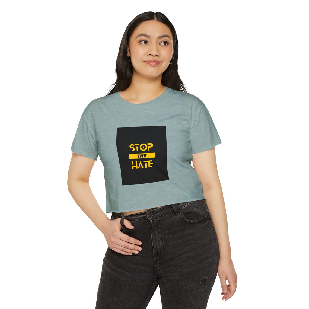Stop the Hate Crop Top — Women's Festival Anti-Hate Graphic Tee