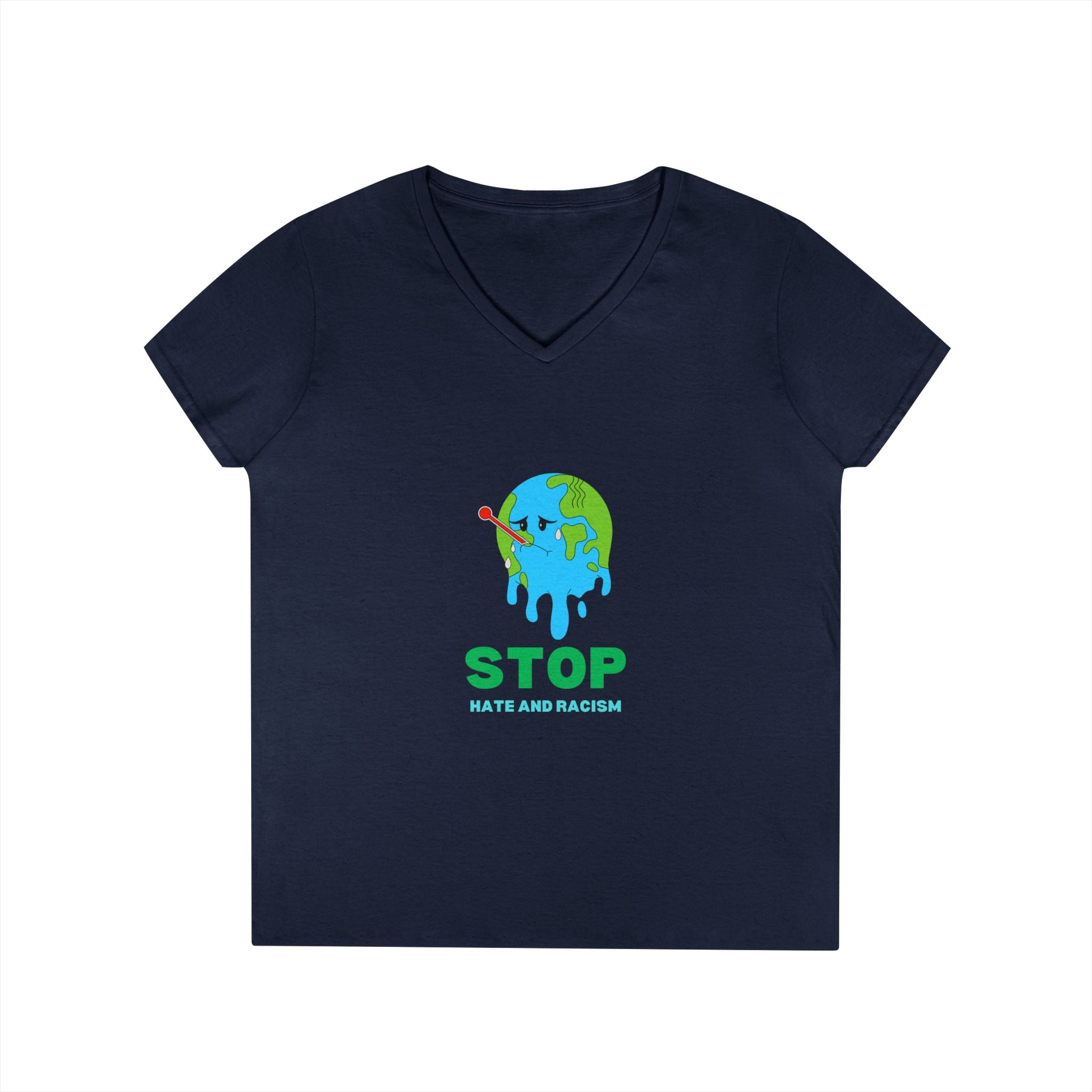 Stop Hate and Racism Eco V-Neck T-Shirt