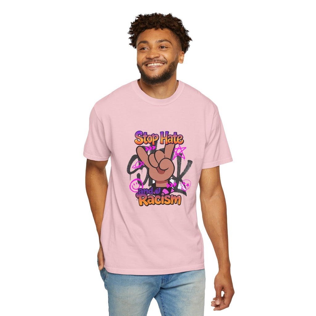 Stop Hate and Racism Graphic T-Shirt – Anti-Racism Solidarity Tee