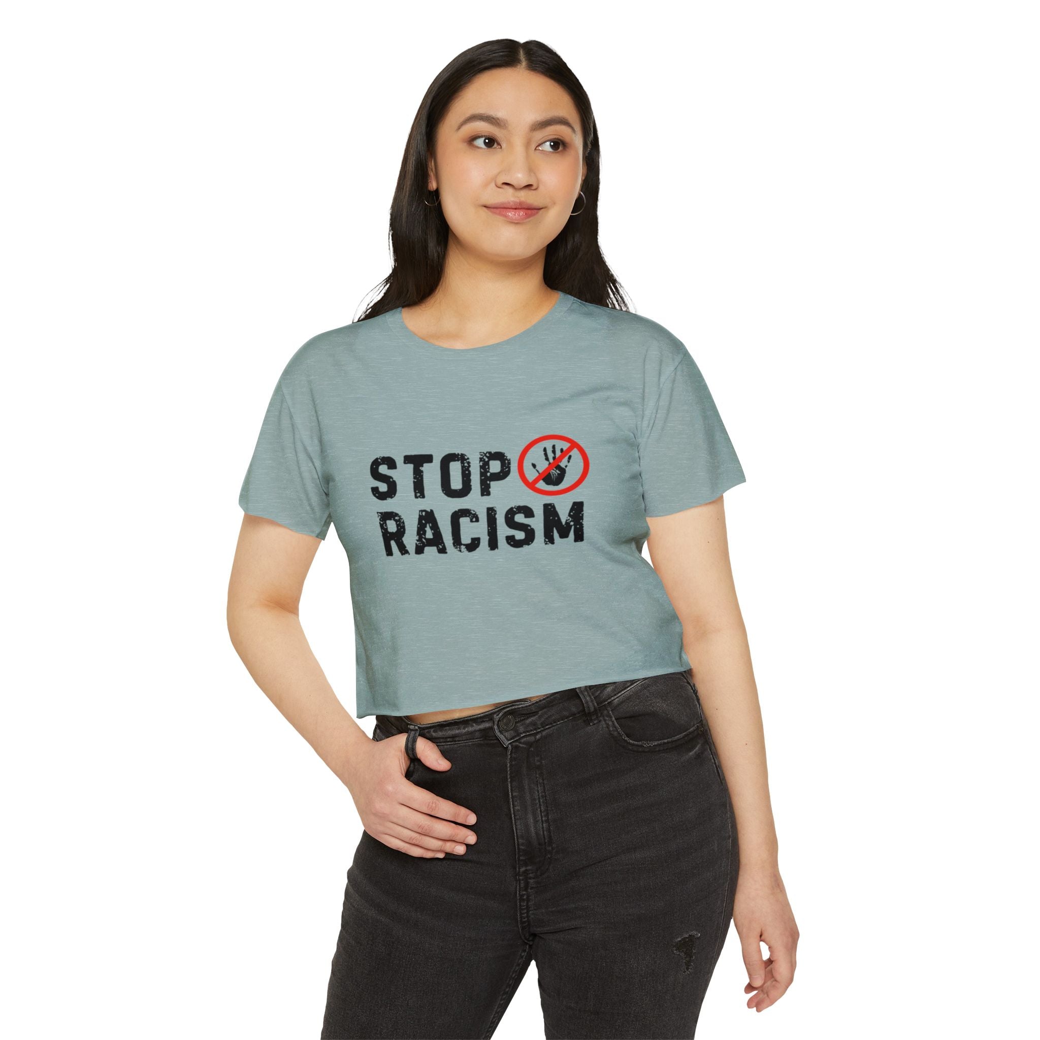 Stop Racism Crop Top — Women's Activist Festival Tee