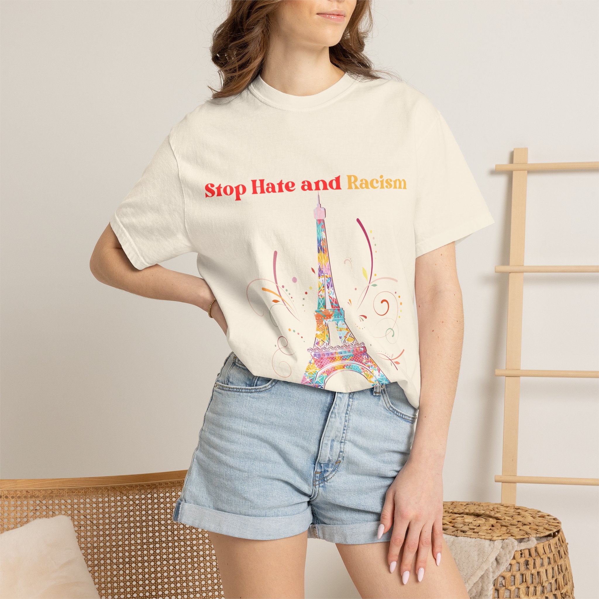 Stop Hate and Racism Eiffel Tower T-Shirt