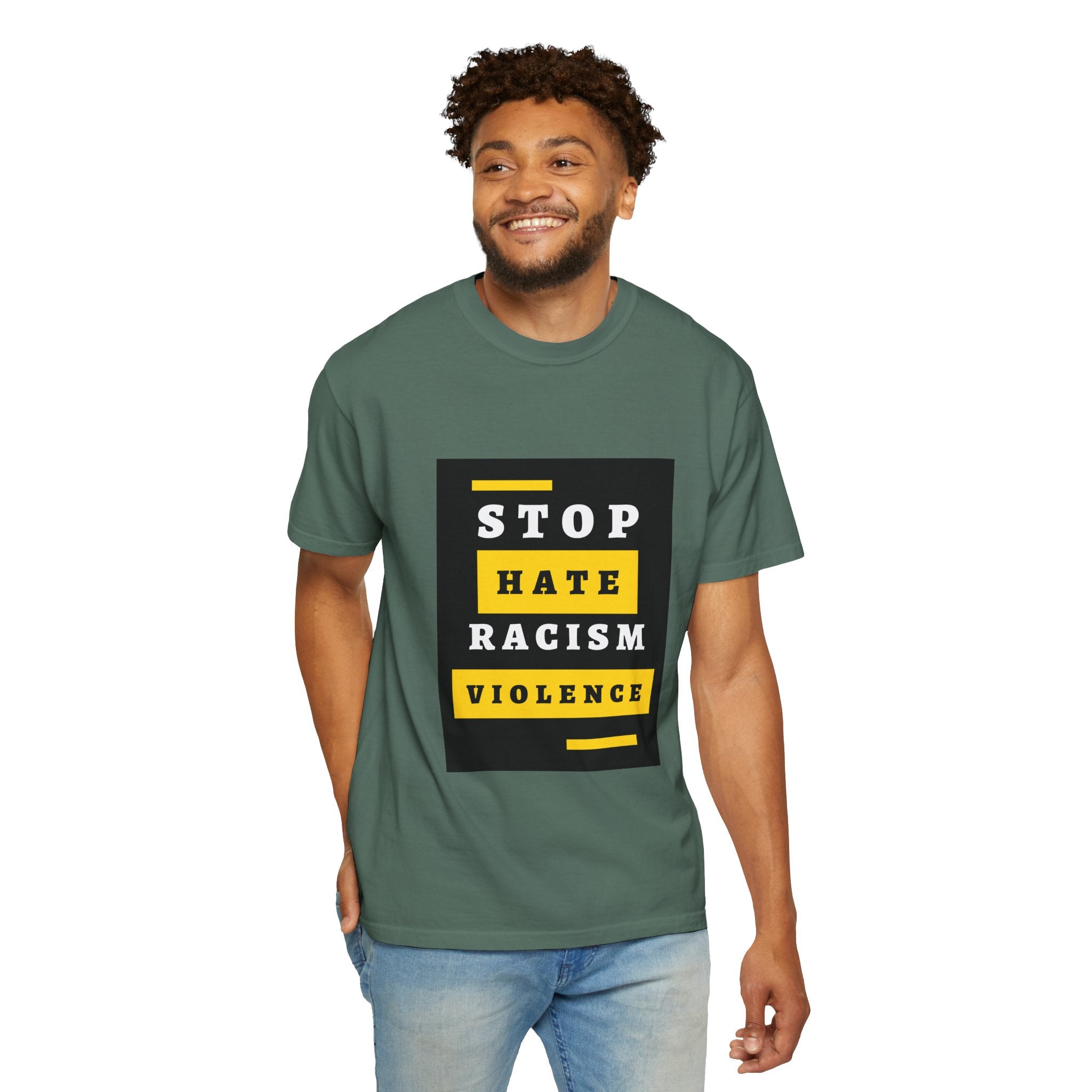 Stop Hate Racism Violence T-Shirt — Anti-Racism Message Tee