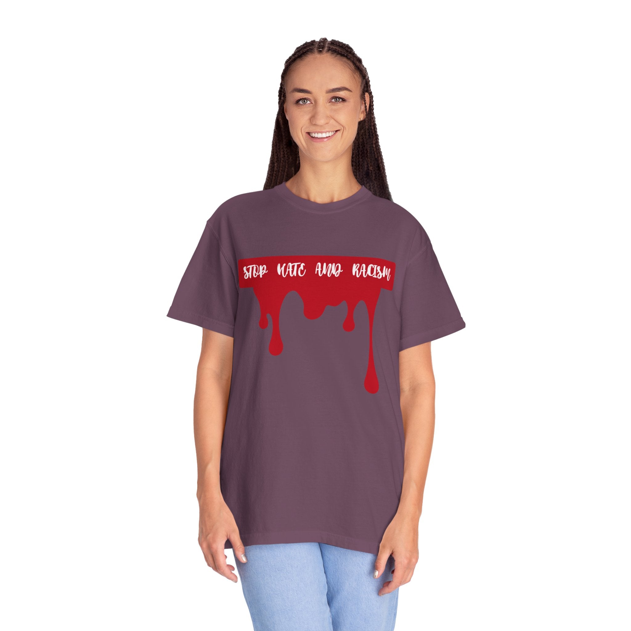 T-Shirt “Stop Hate, End Racism” Dripping Blood Graphic Tee