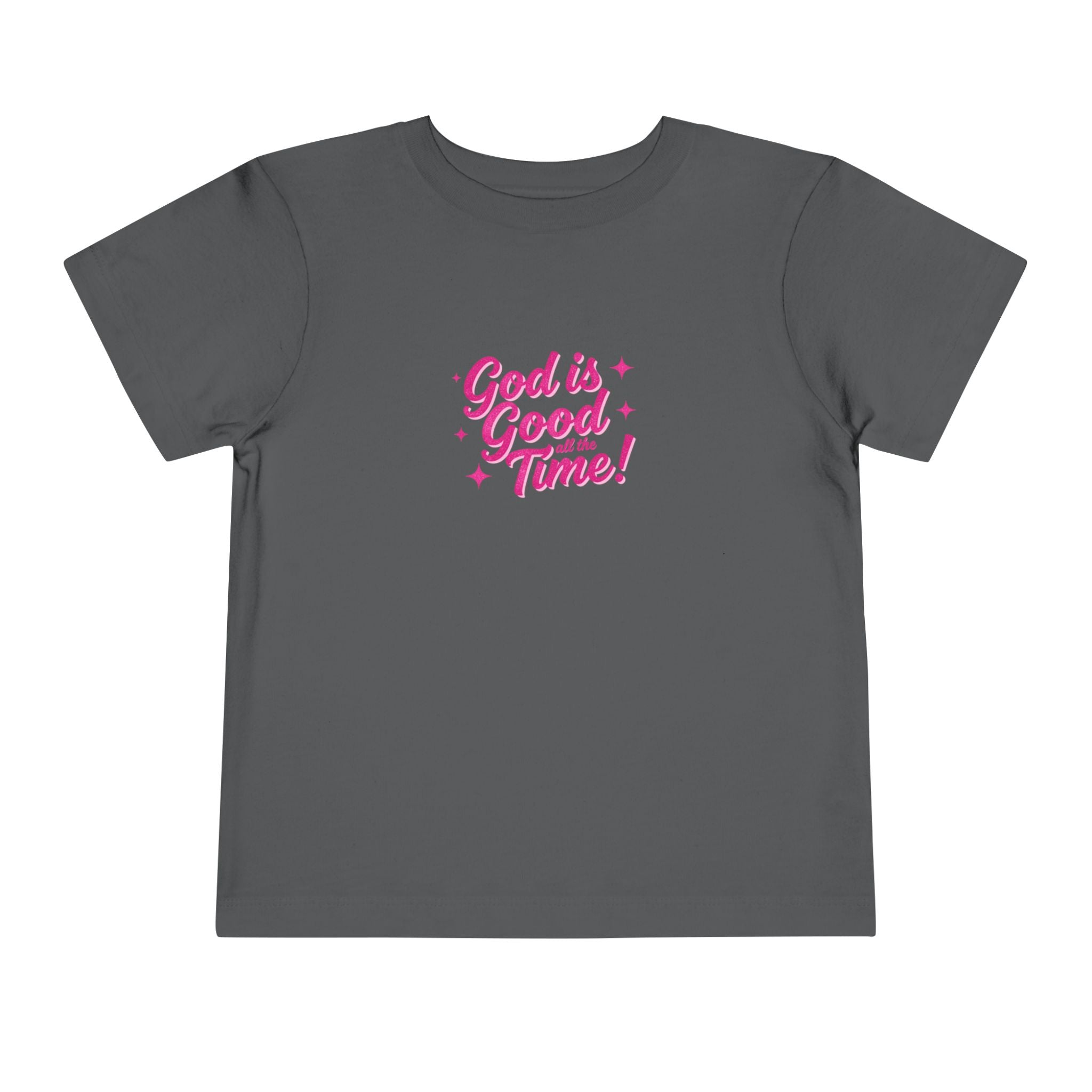 Toddler Tee – "God is Good Time" Pink Script Christian Kids Shirt