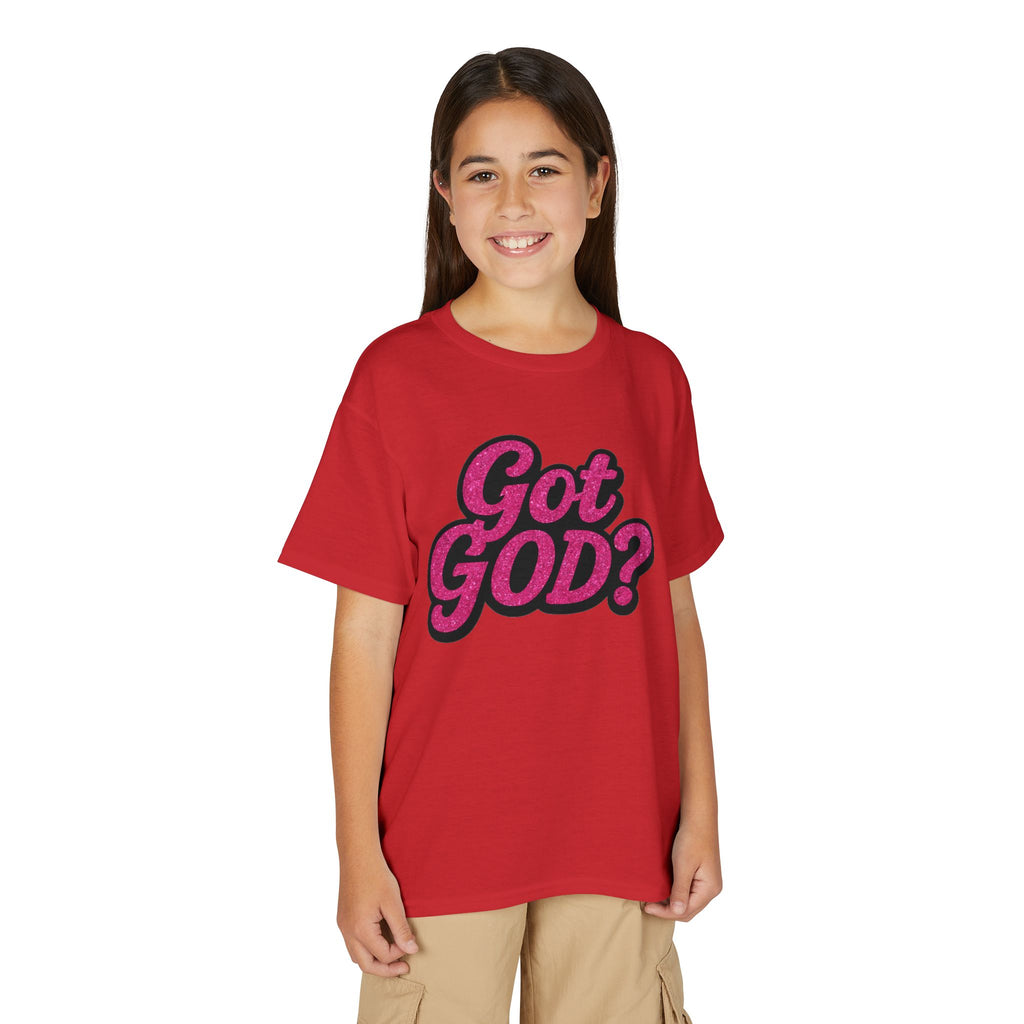 Youth T-Shirt — "Got GOD?" Pink Retro Faith Graphic