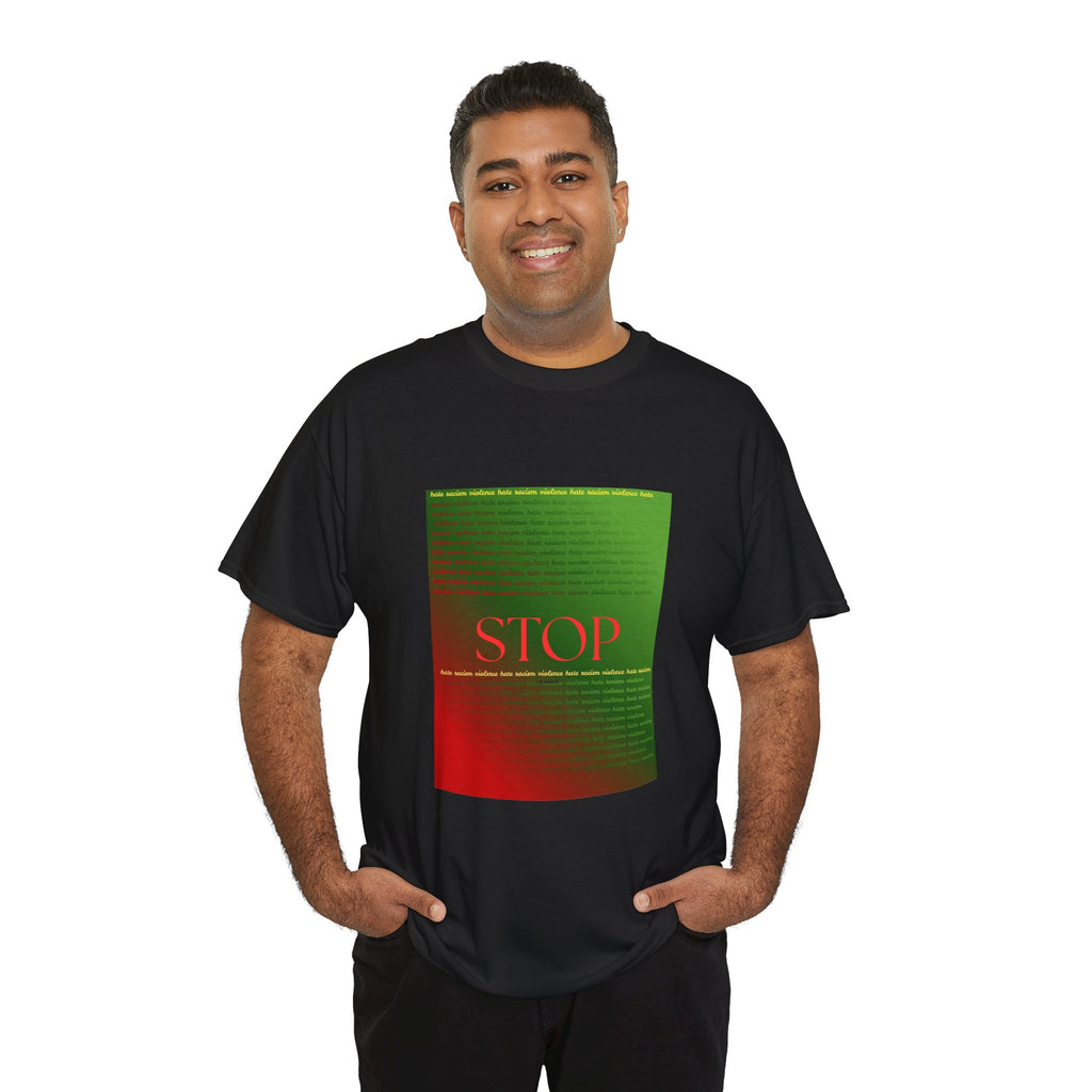 STOP Graphic Tee — Red & Green Gradient Statement T‑Shirt